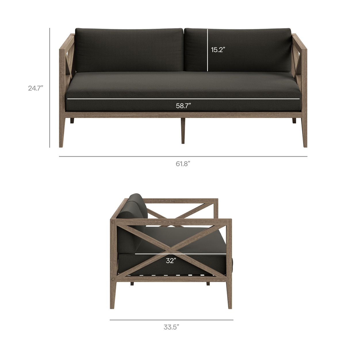 Northlake 5-Piece Outdoor Patio Teak Wood Furniture Set