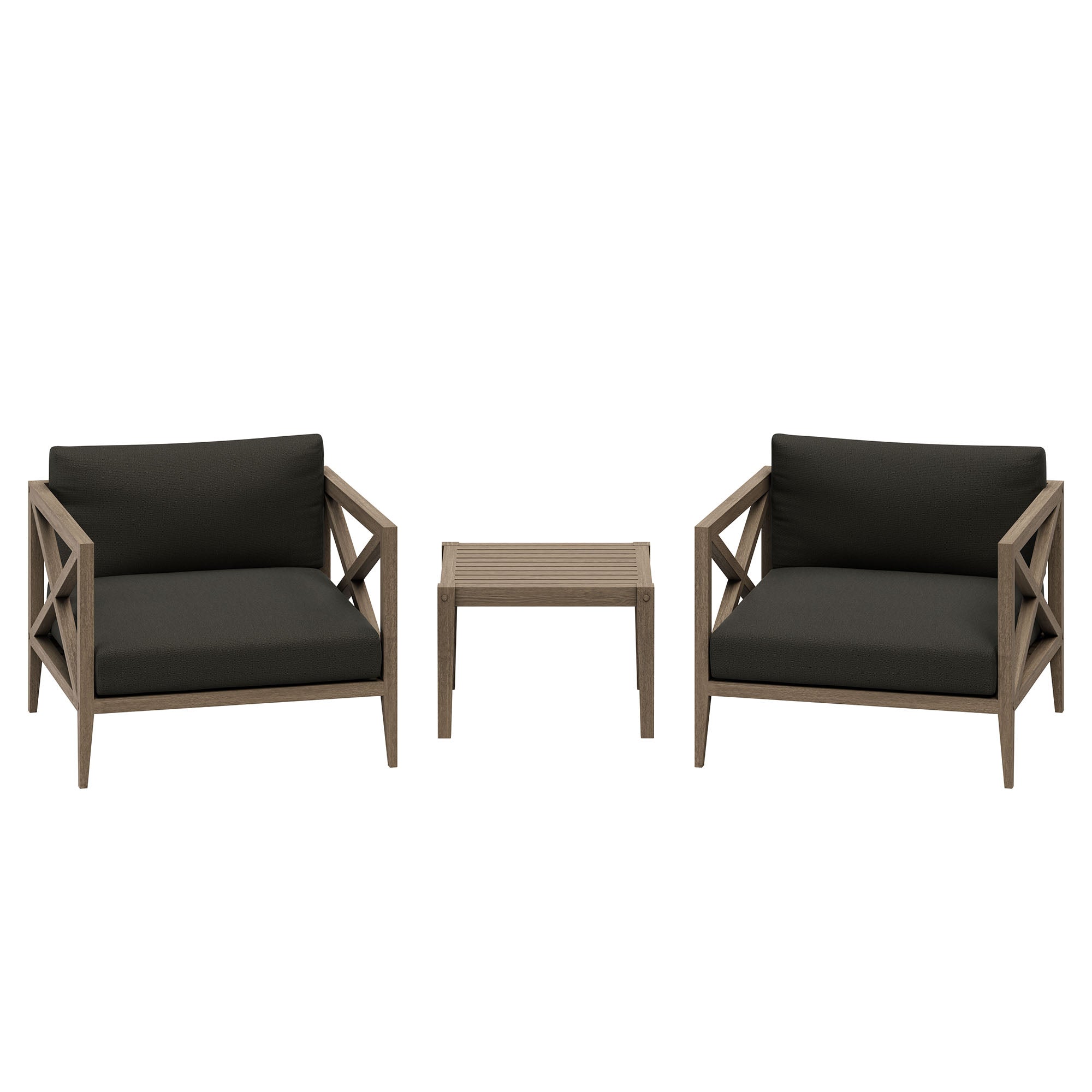 Northlake 3-Piece Outdoor Patio Teak Wood Furniture Set with Armchair and Side Table