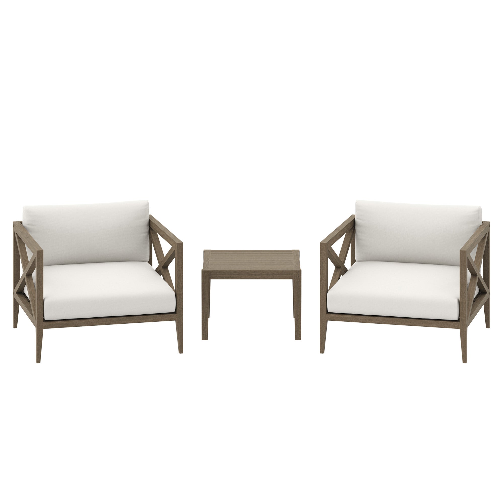 Northlake 3-Piece Outdoor Patio Teak Wood Furniture Set with Armchair and Side Table