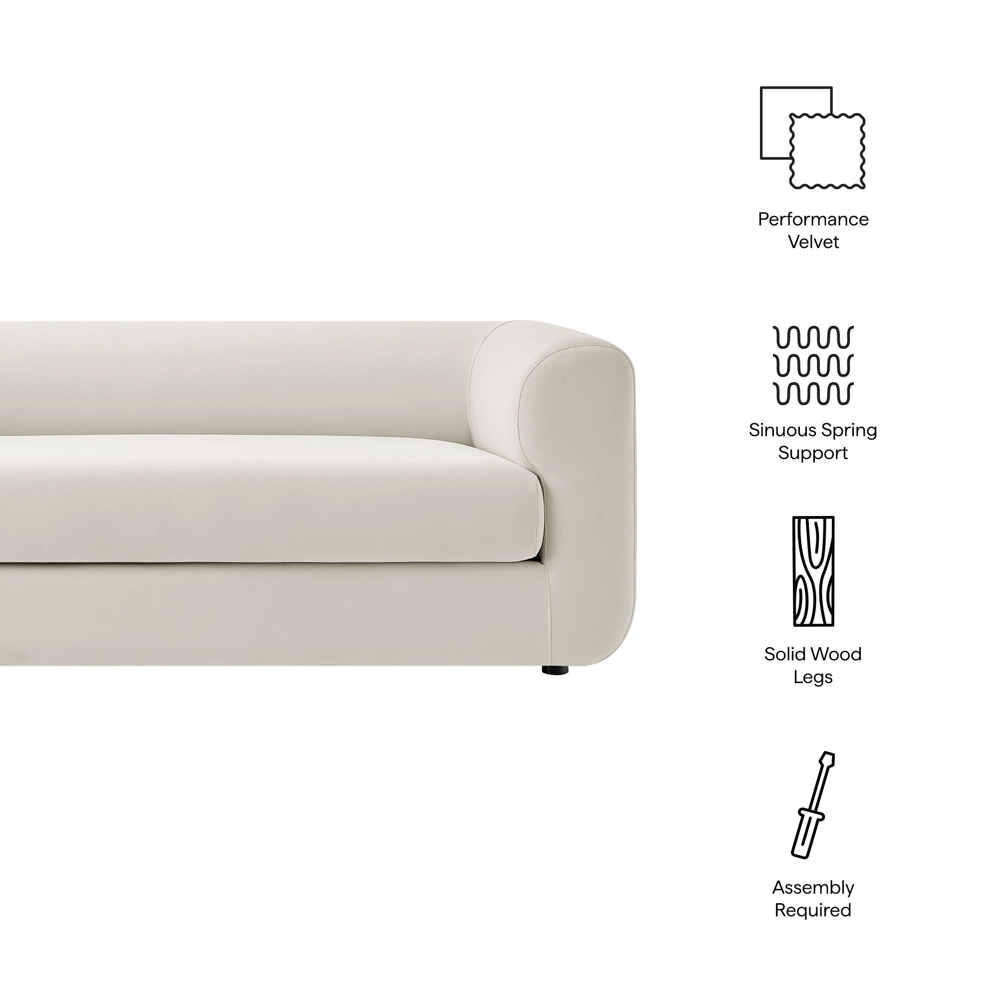 Leif 89" Performance Velvet Upholstered Sofa