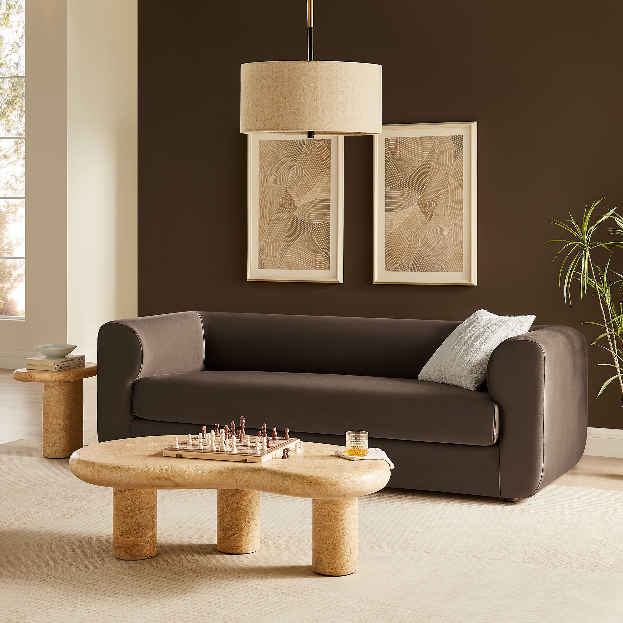 Leif 89" Performance Velvet Upholstered Sofa
