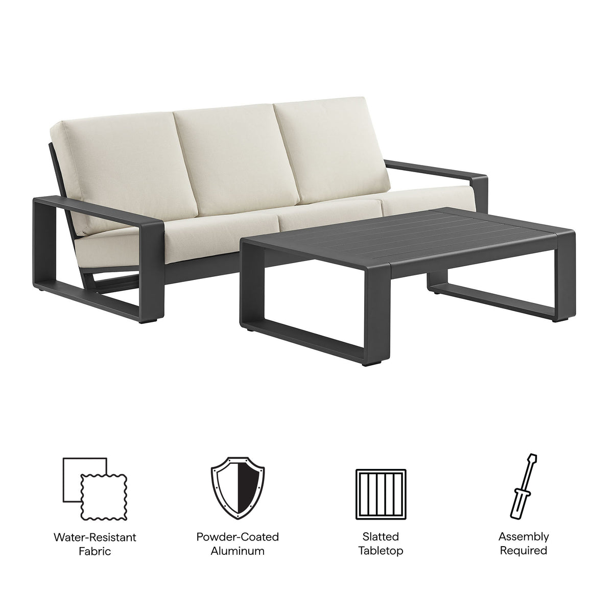 Lirienne 2-Piece Outdoor Patio Aluminum Furniture Set