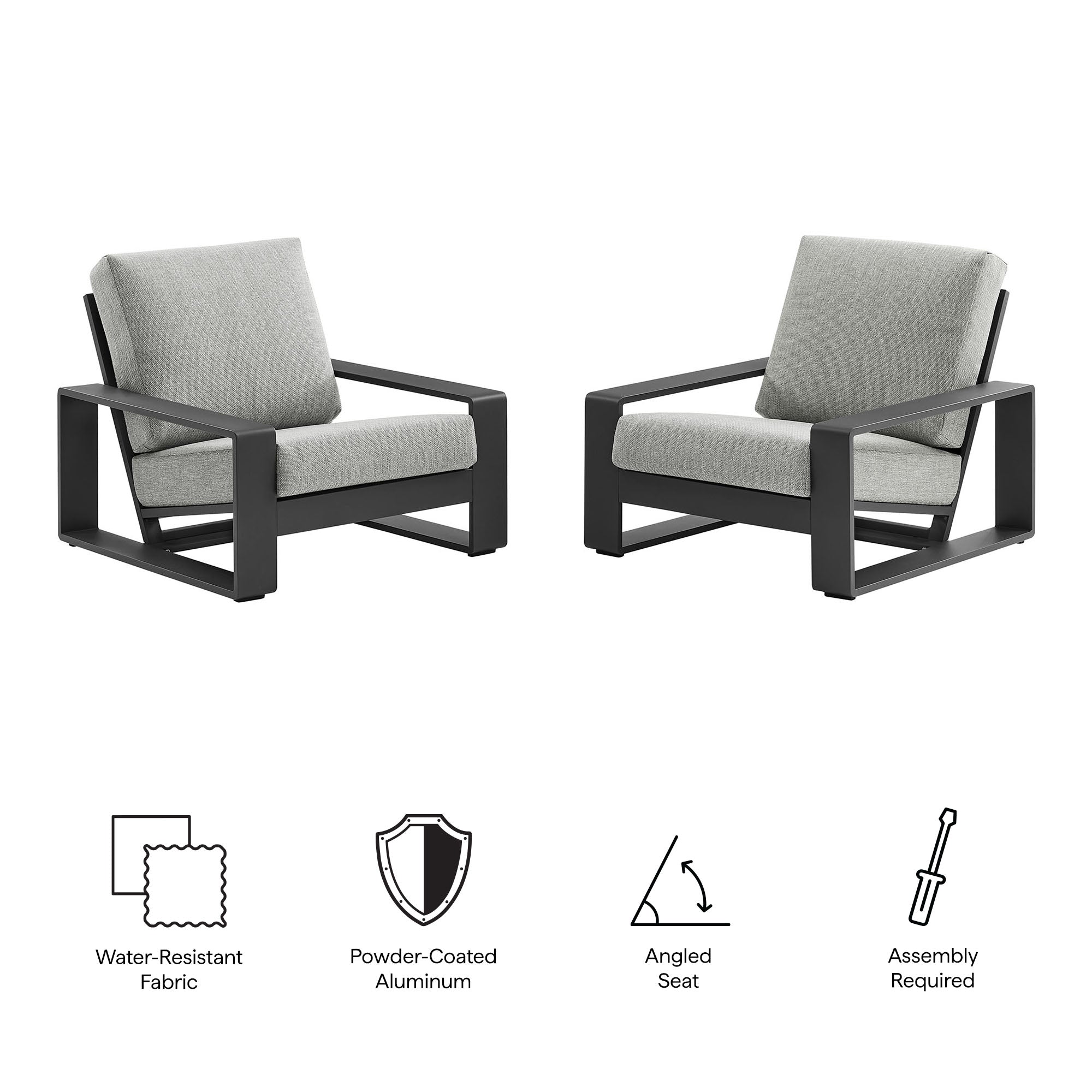 Lirienne Outdoor Patio Aluminum Faux Wood Armchairs Set of 2