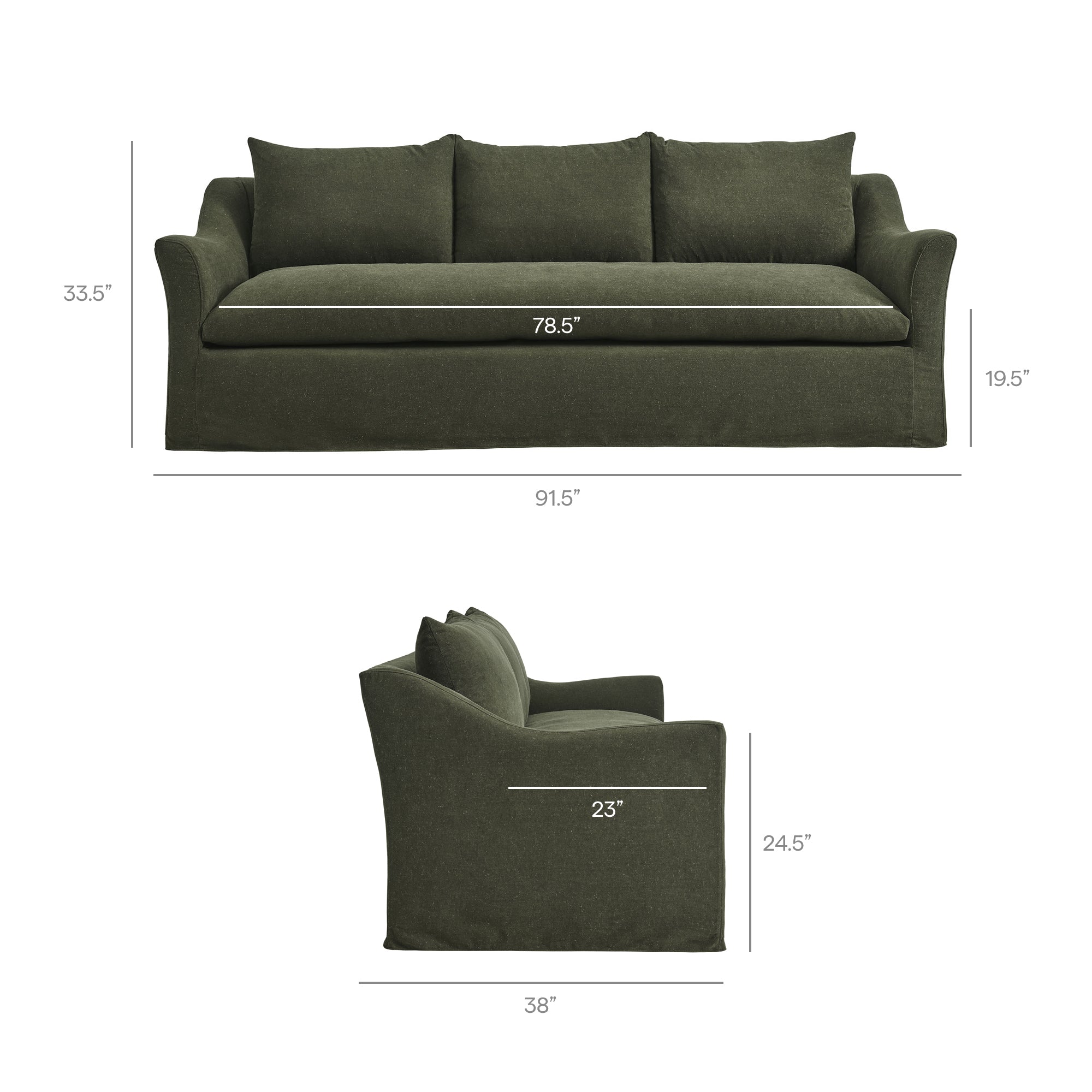 Somerset 92" Linen Blend Slipcovered Sofa