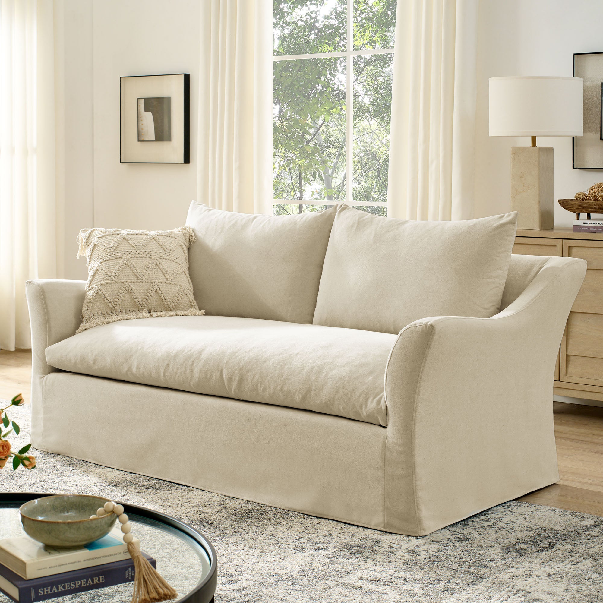 Somerset 70" Linen Blend Slipcovered Loveseat