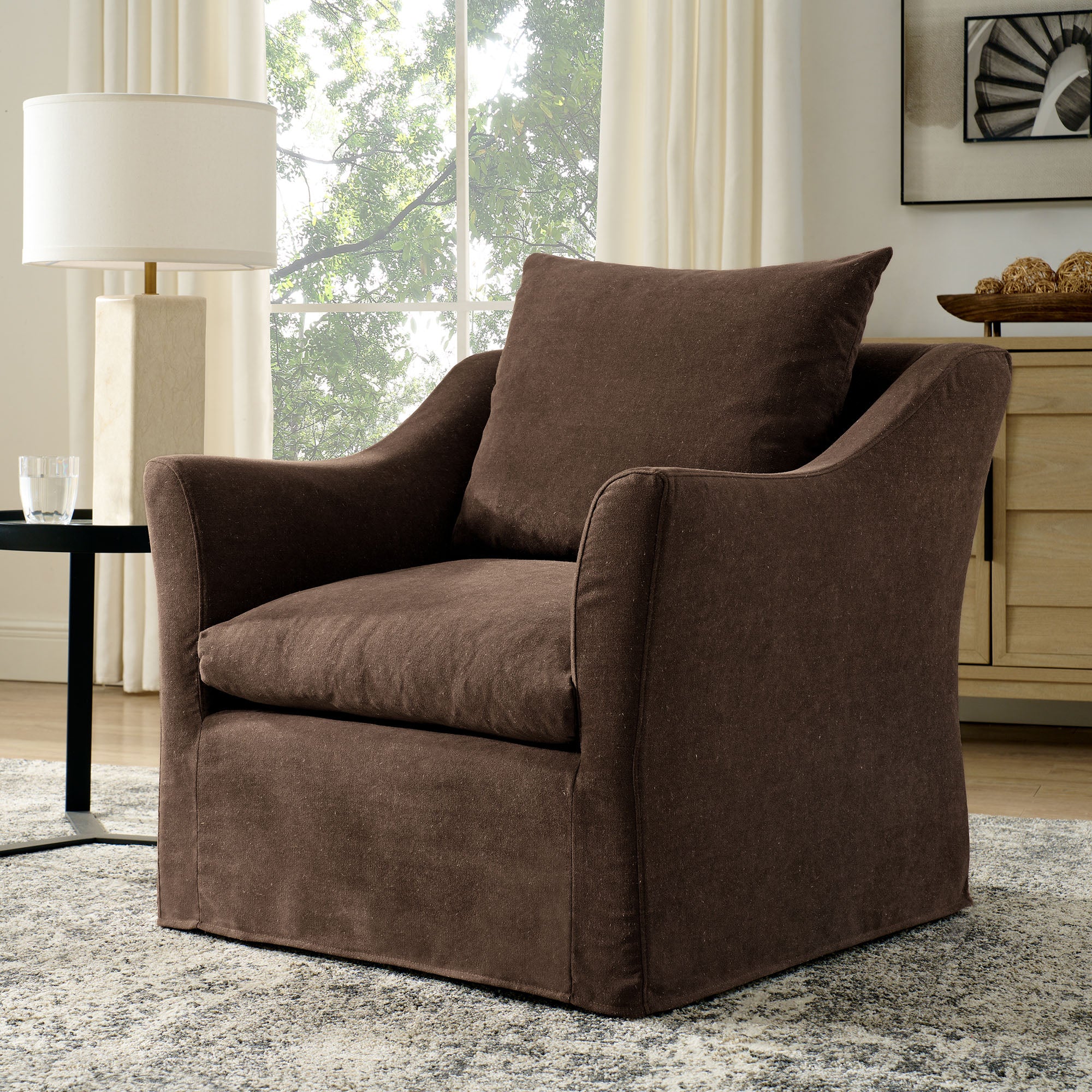 Somerset Linen Blend Slipcovered Armchair