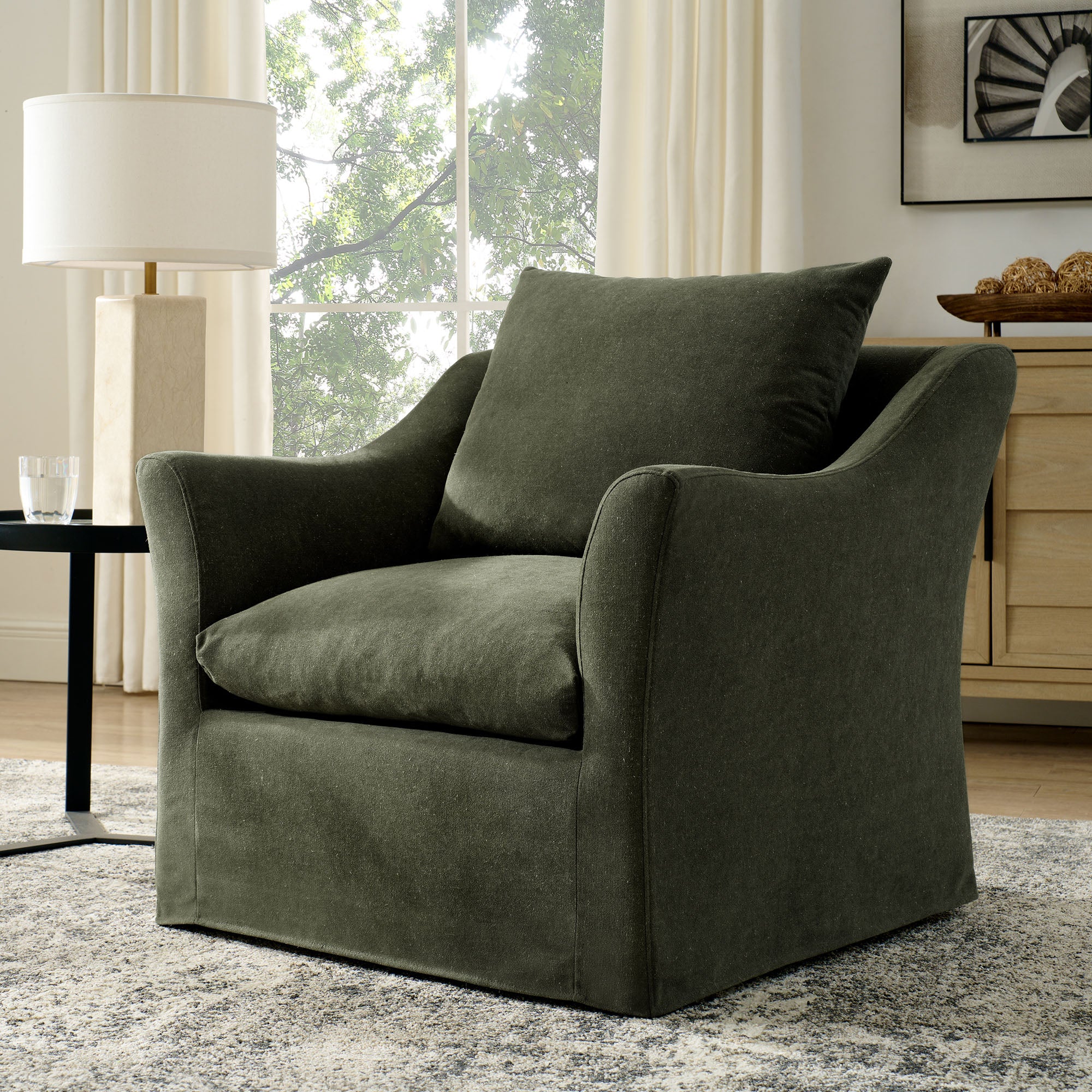 Somerset Linen Blend Slipcovered Armchair