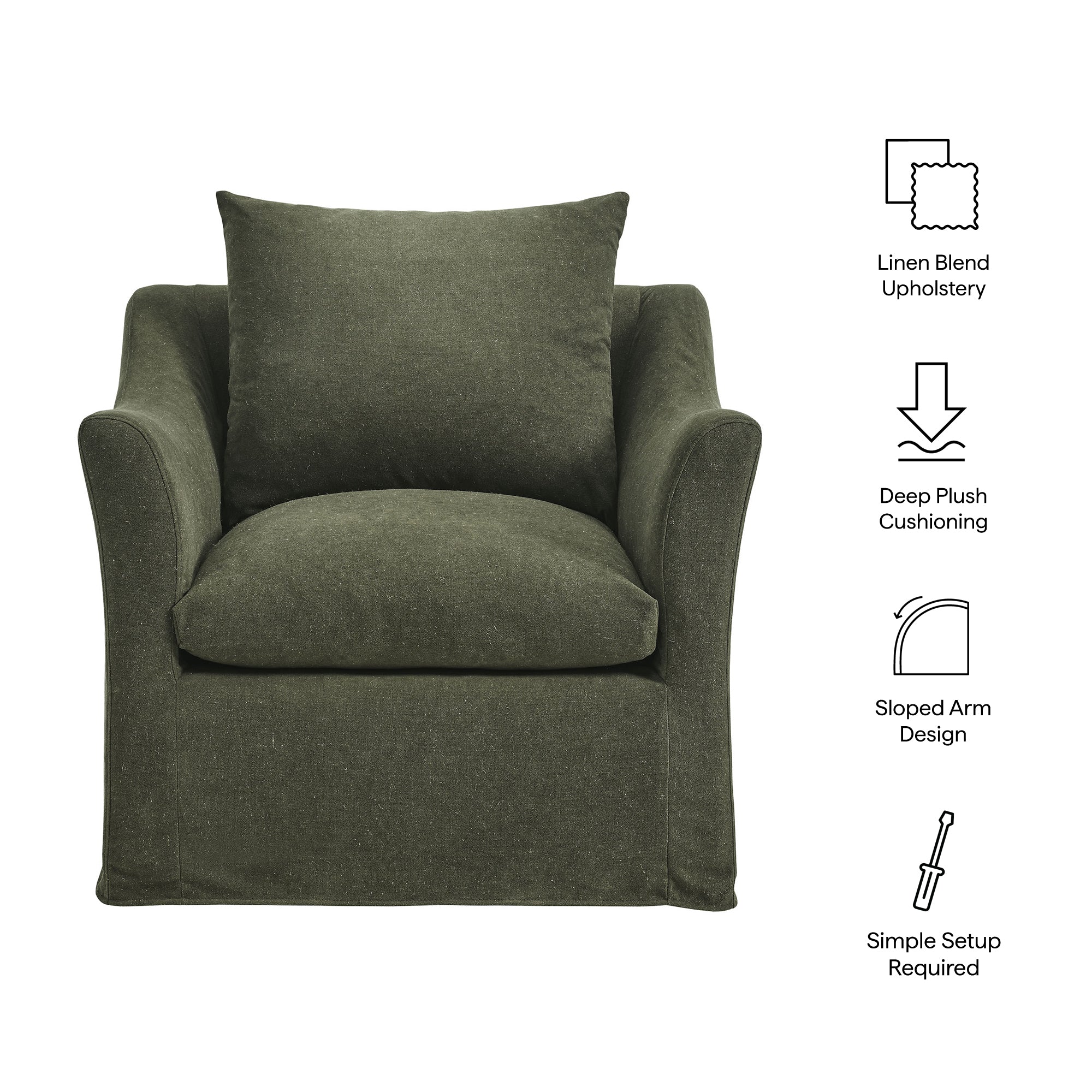 Somerset Linen Blend Slipcovered Armchair