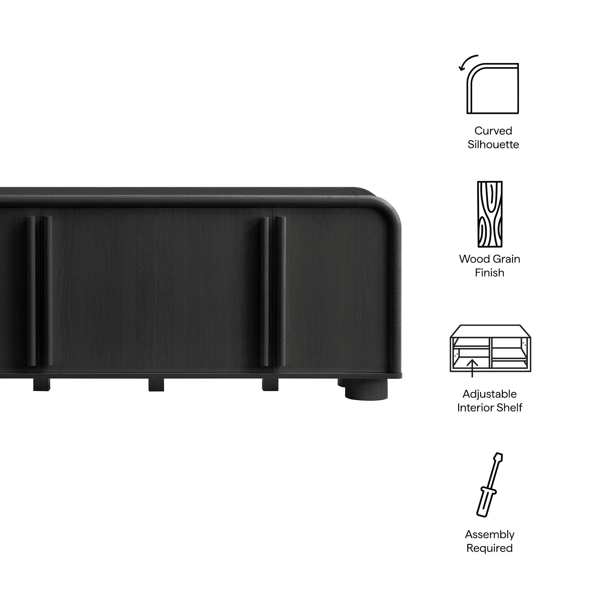 Bellamy Curved 4-Door Sideboard Cabinet