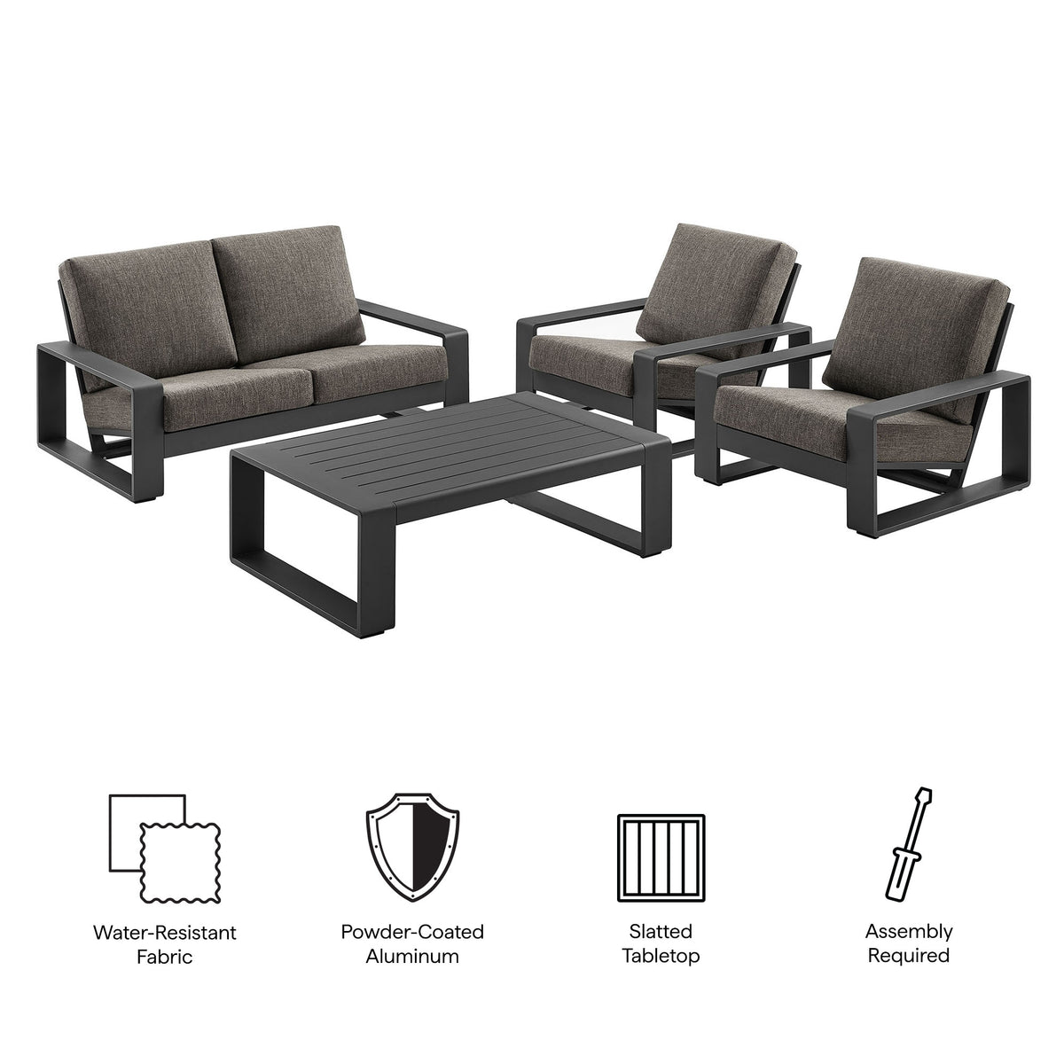 Lirienne 4-Piece Outdoor Patio Aluminum Furniture Set