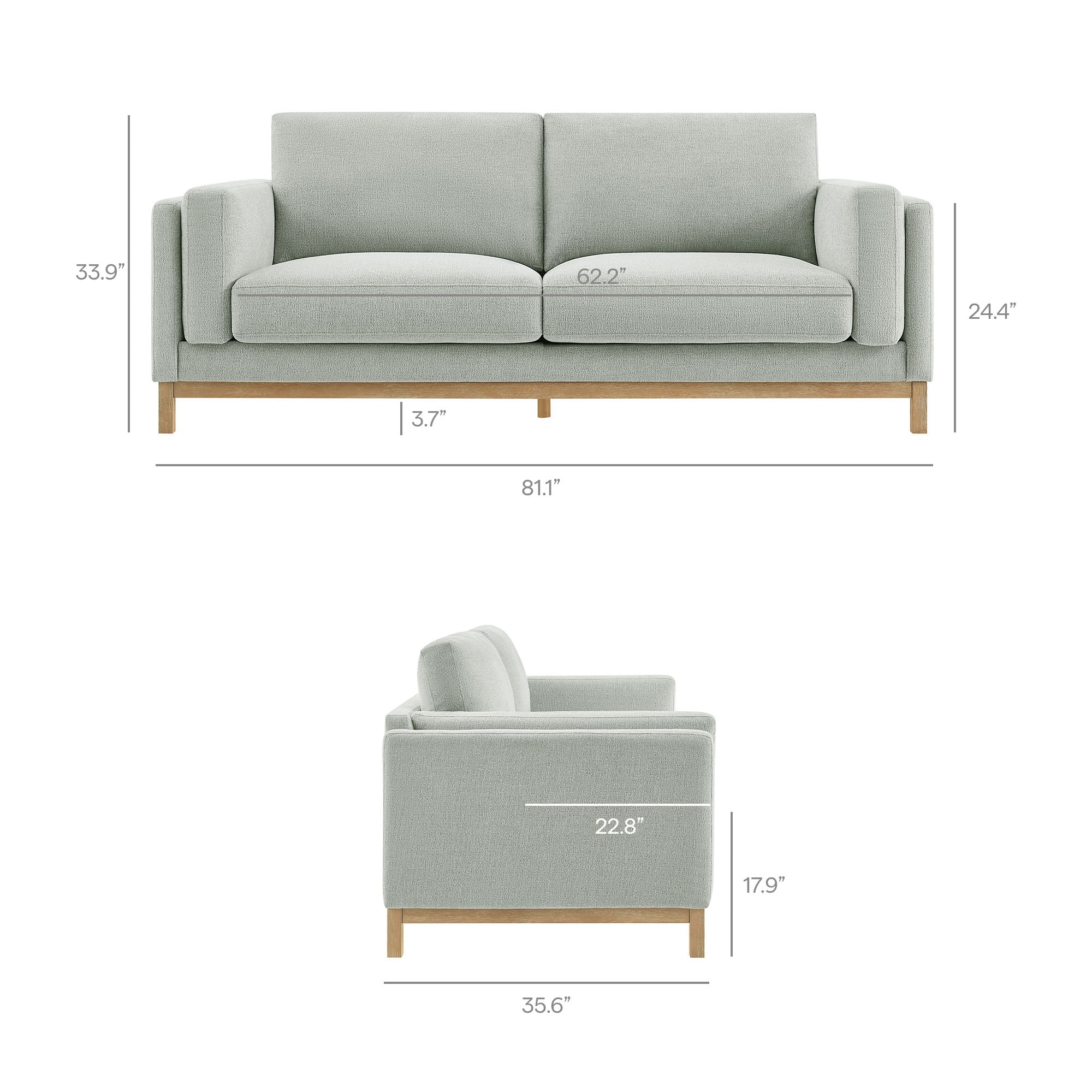 Roscoe 81 inch Fabric Sofa