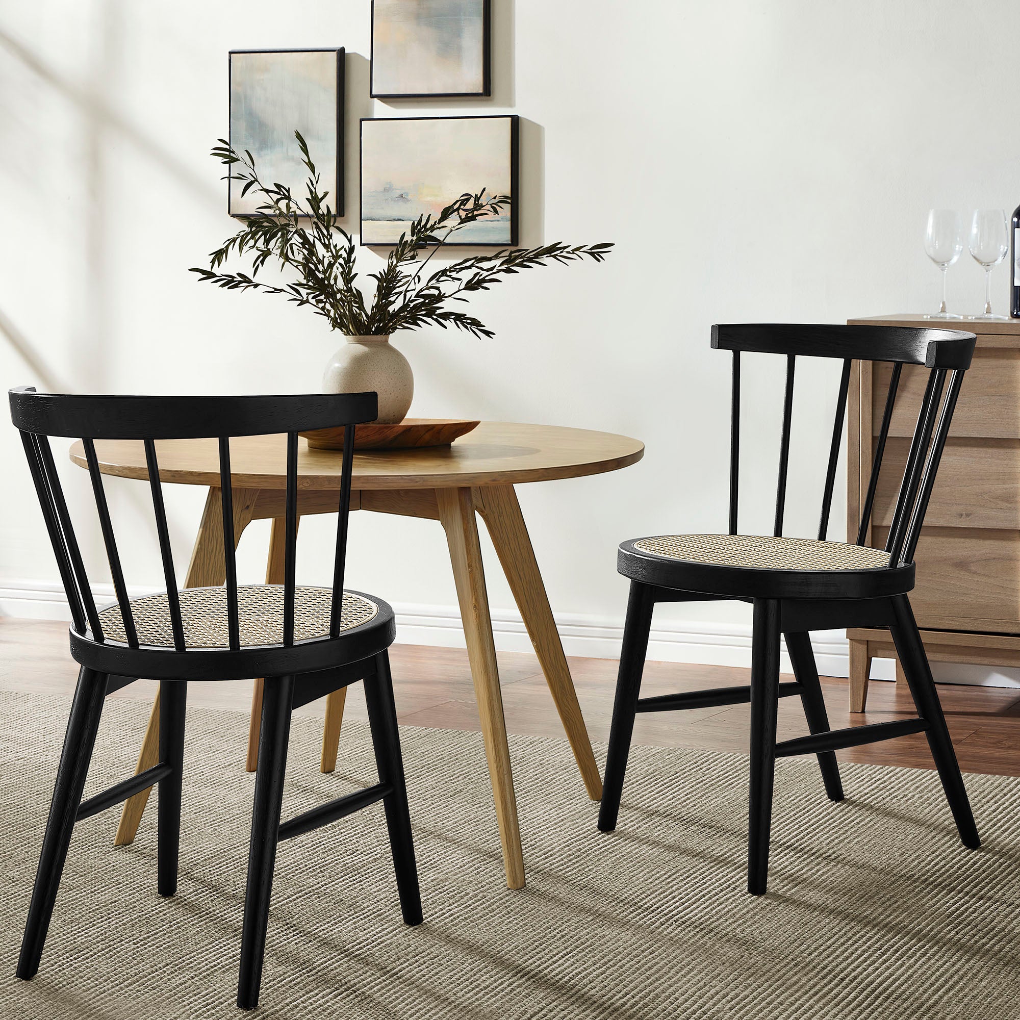 Lykke Curved Spindle Back Dining Chairs Set of 2