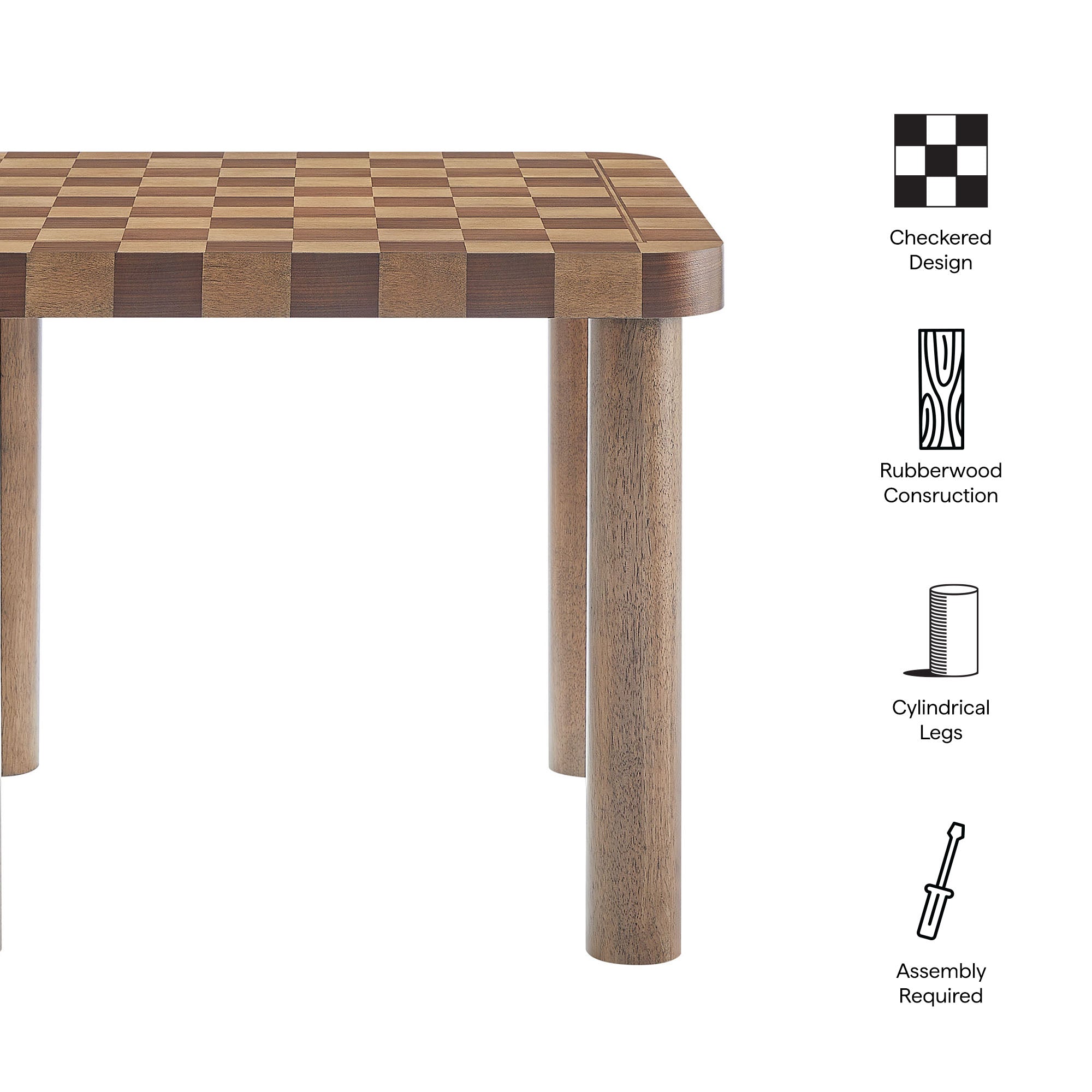 Oscar 36 Inch Square Checkered Dining Table