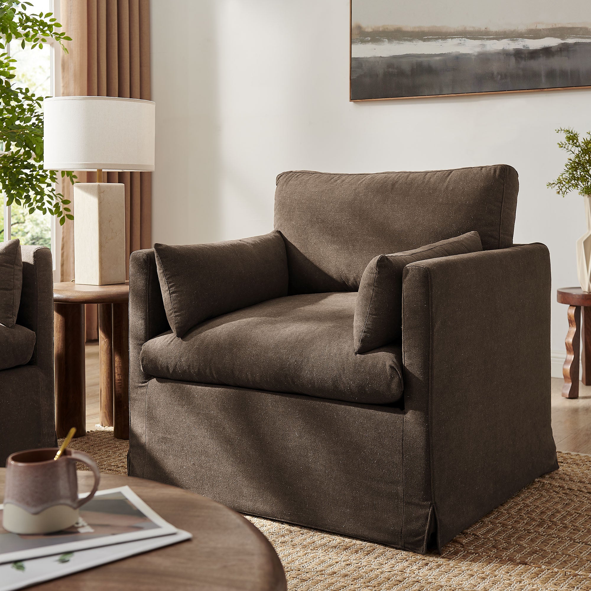 Wellfleet Slipcovered Linen-Blend Armchair