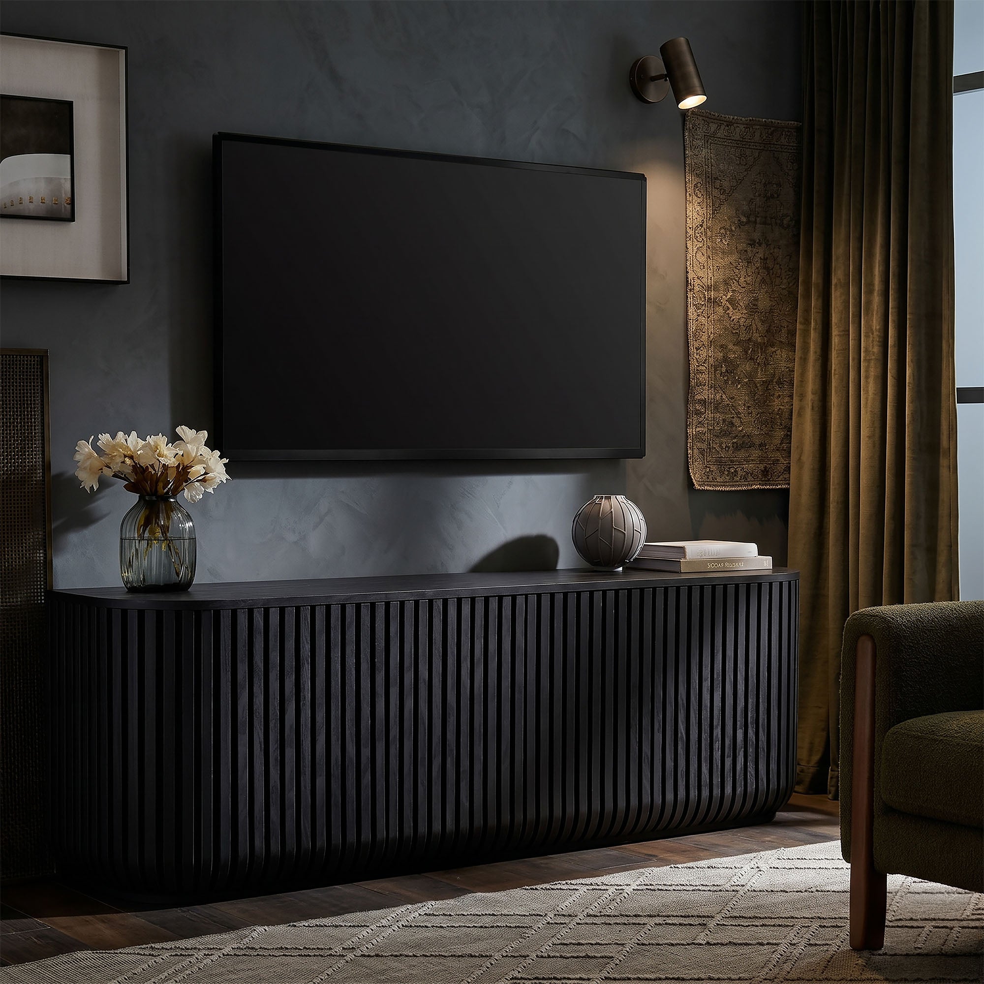 Fortitude 75" Curved Sideboard Storage Cabinet