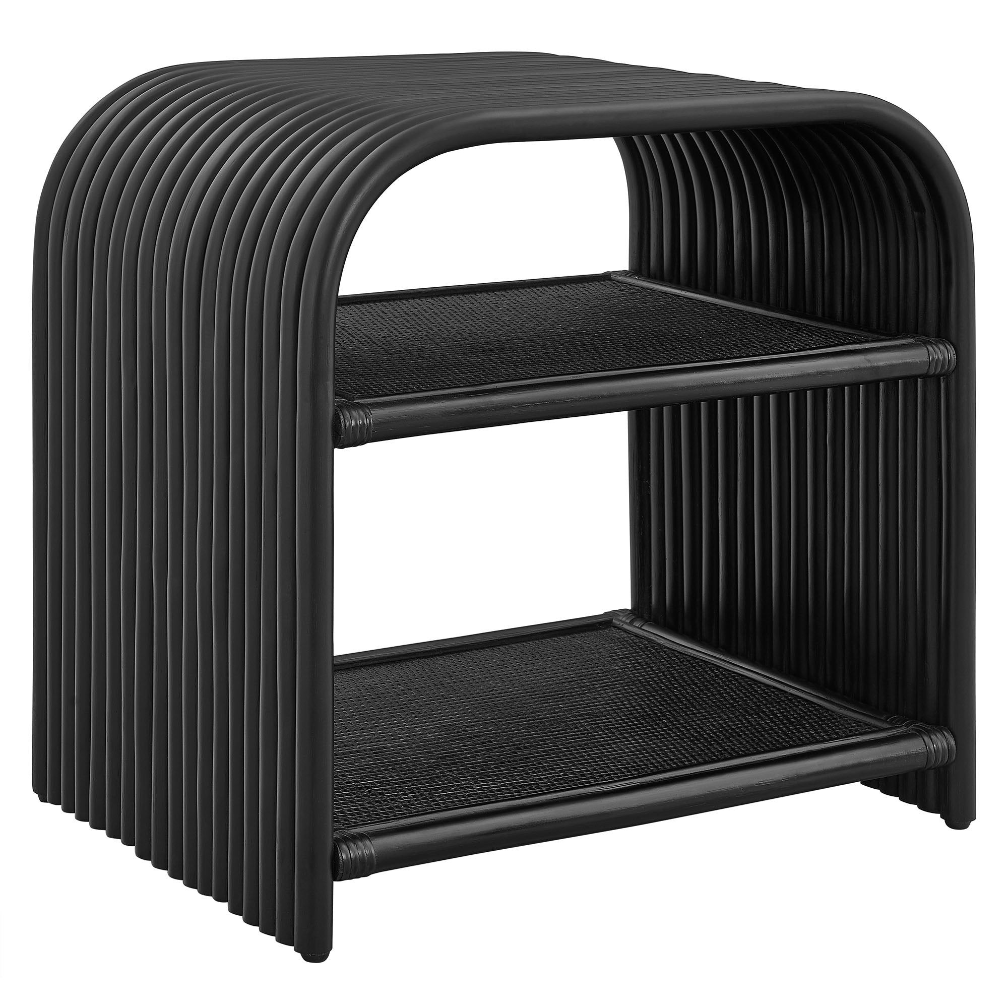 Eve Curved Natural Rattan Side Table