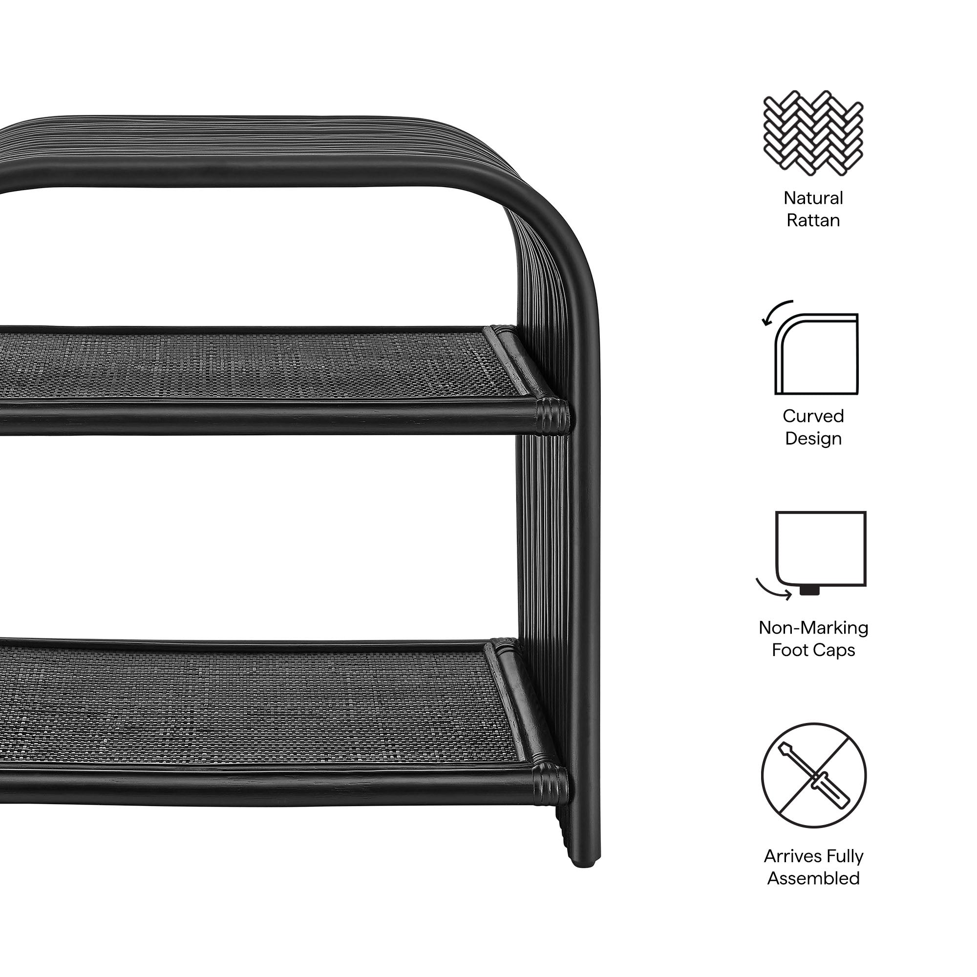 Eve Curved Natural Rattan Side Table