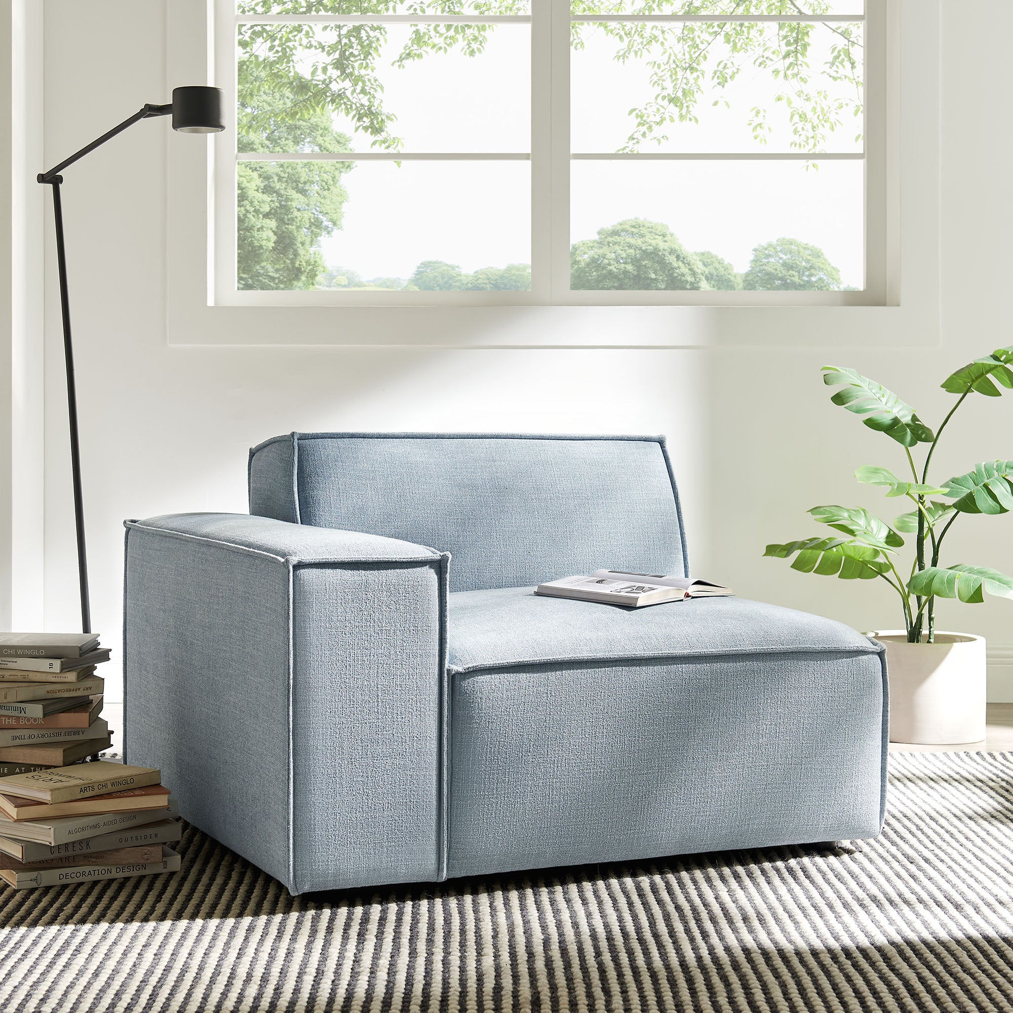 Restore Performance Fabric Upholstered Left-Facing Modular Lounge Chair