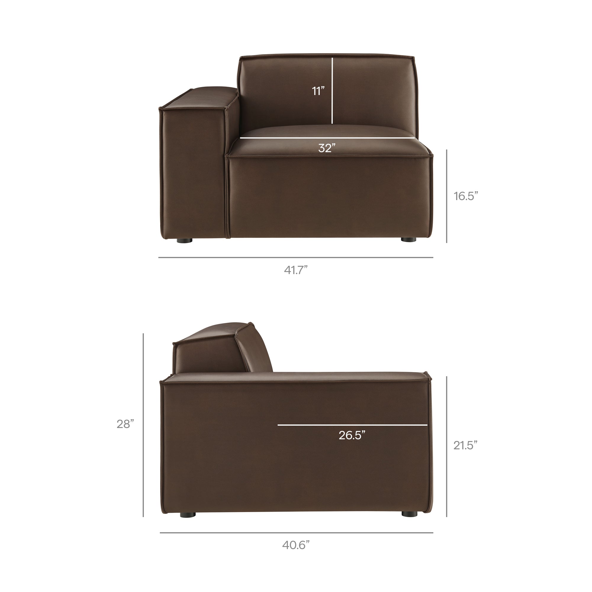 Restore 3-Piece Vegan Leather Modular Loveseat with Ottoman