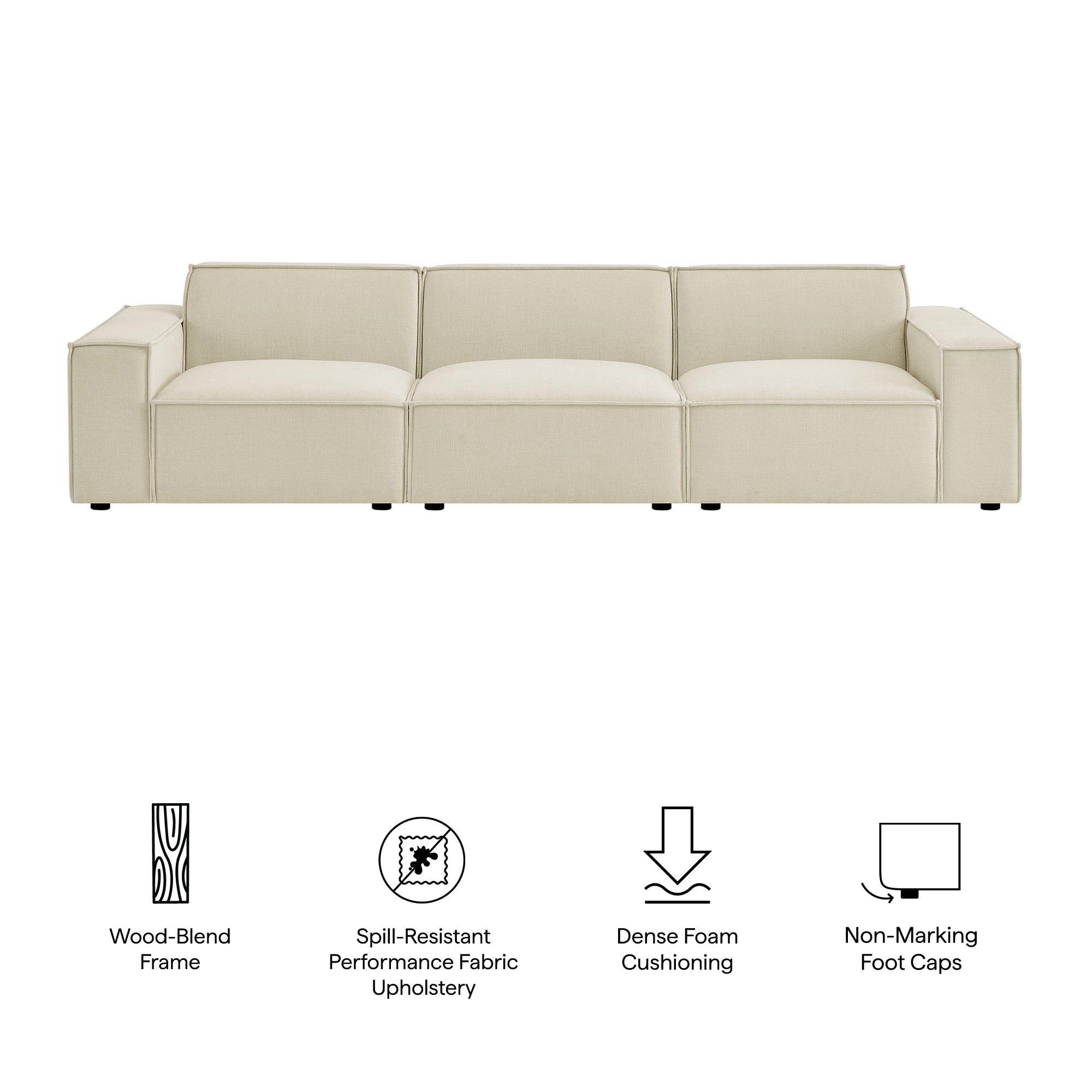 Restore 3-Piece Performance Fabric Upholstered Modular Sofa Set