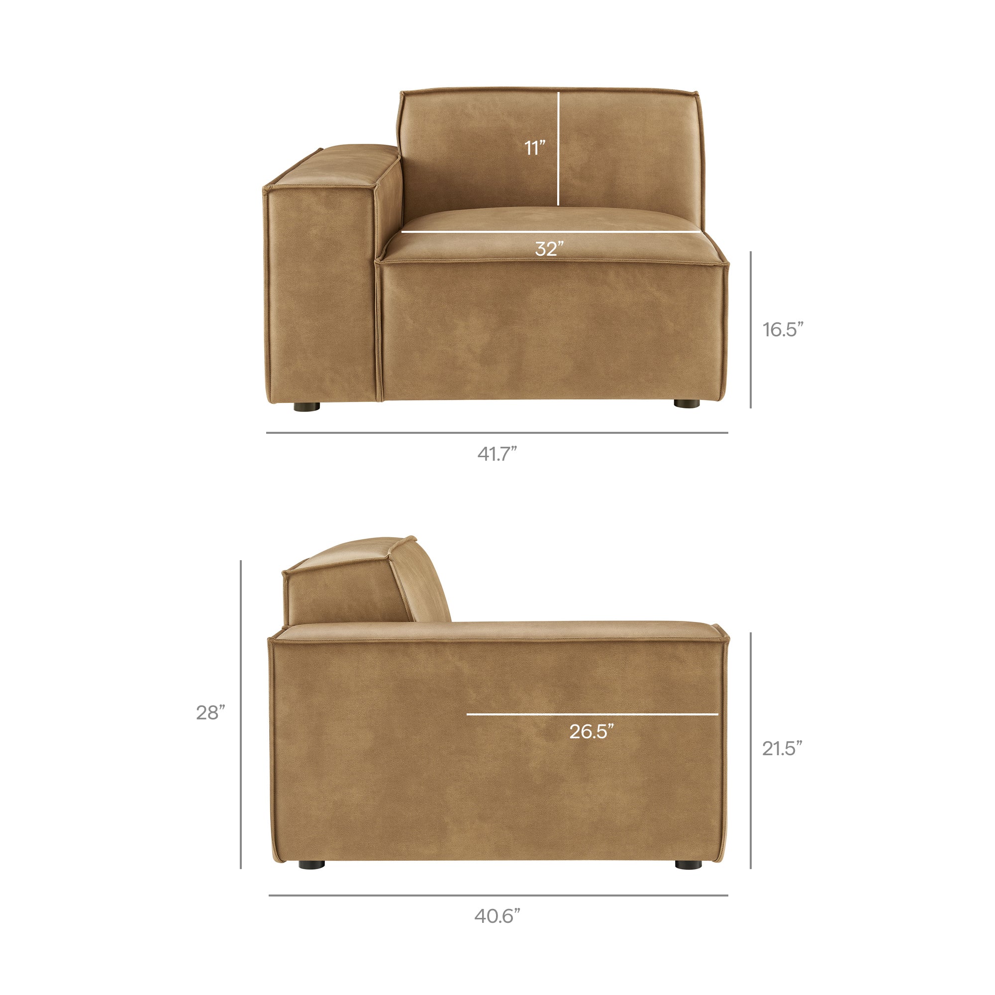 Restore 4-Piece Vegan Leather Modular Sofa Set with Ottoman
