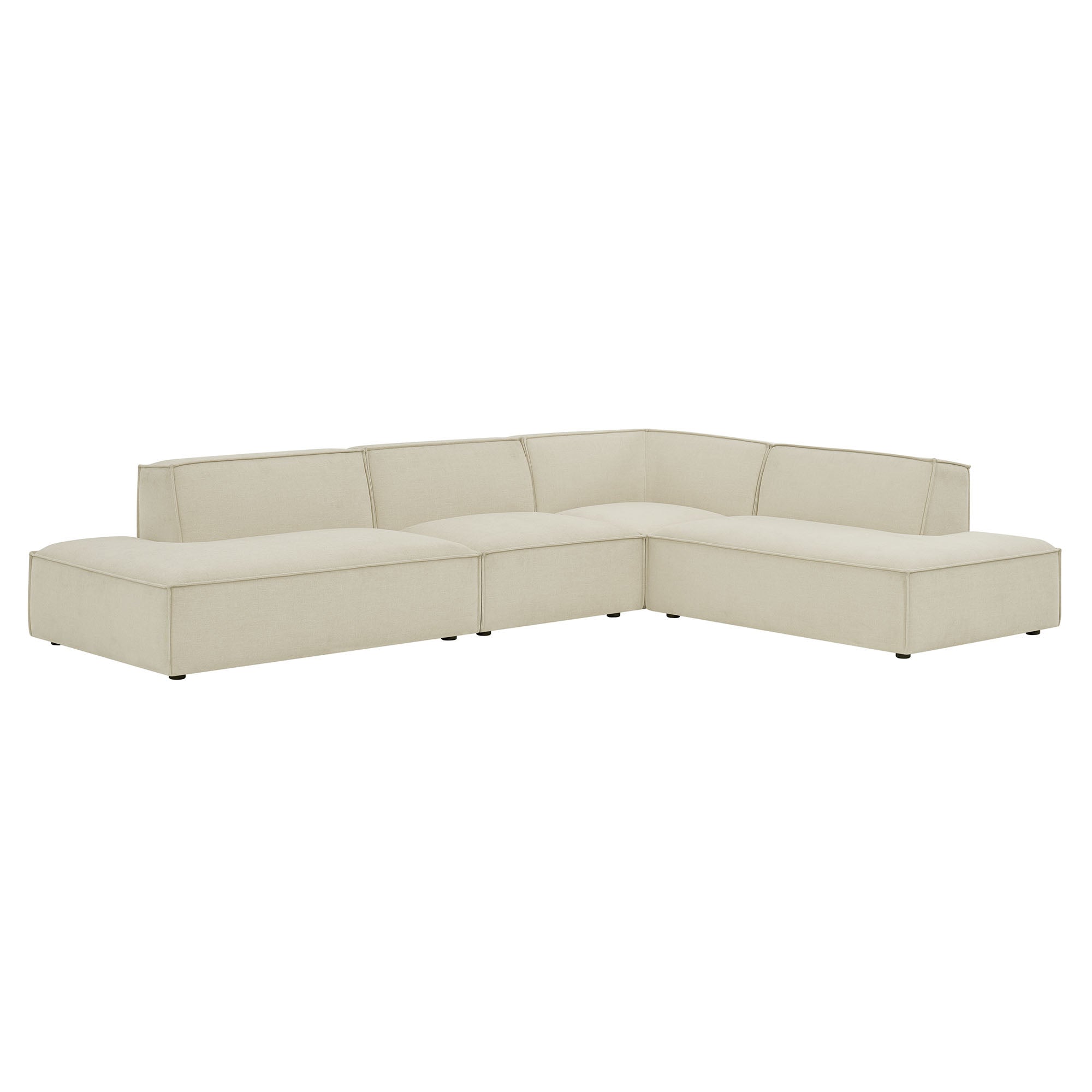Restore 4-Piece Performance Fabric Upholstered Modular L-Shaped Armless Sectional Sofa