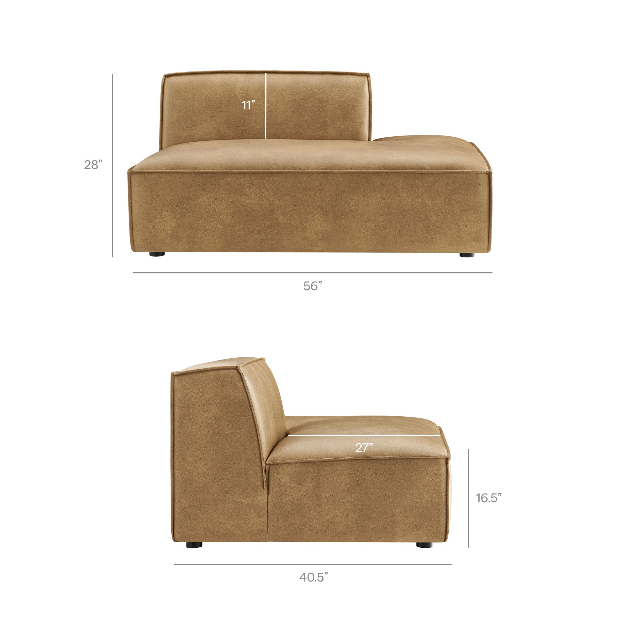 Restore 4-Piece Vegan Leather Modular L-Shaped Armless Sectional Sofa