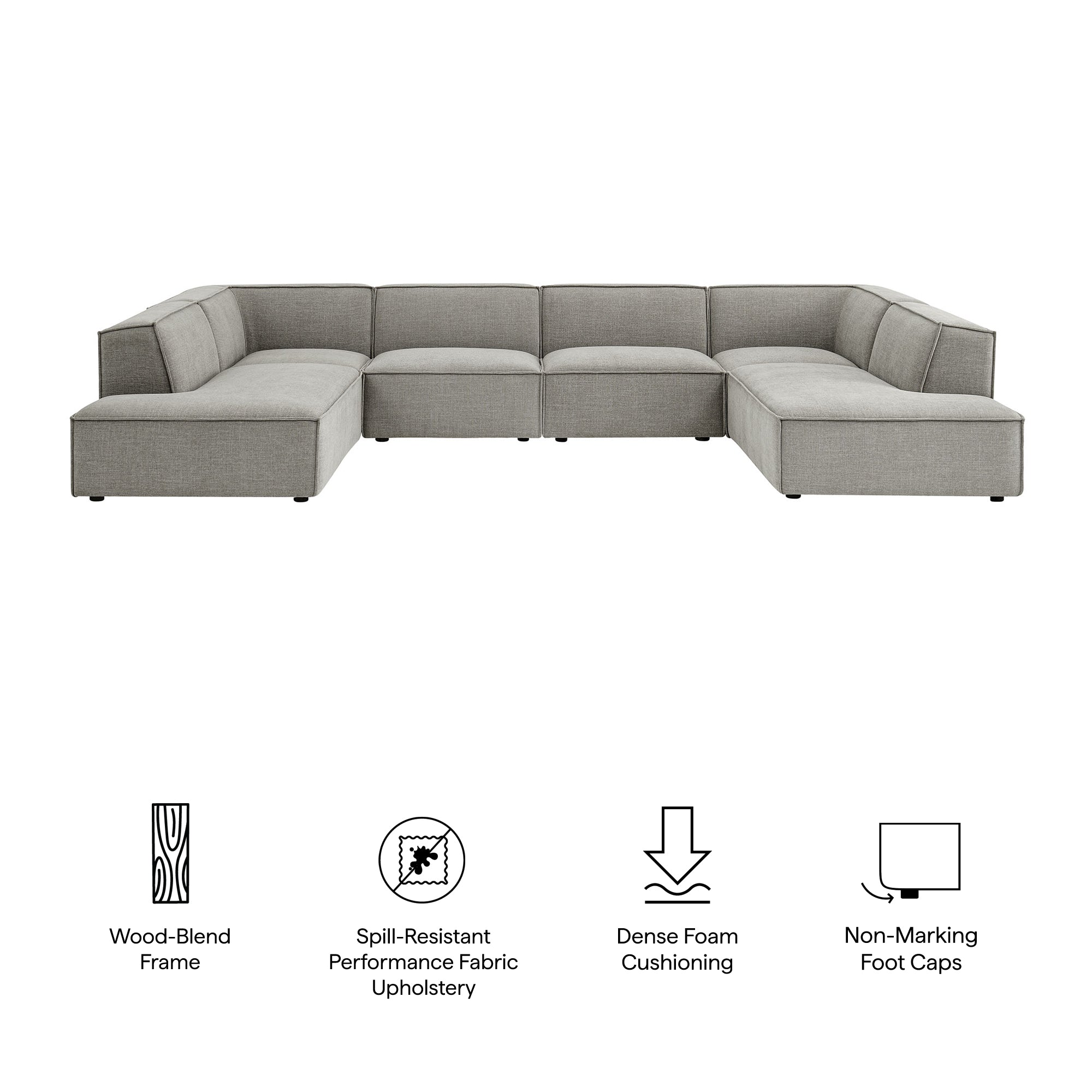 Restore 6-Piece Performance Fabric Upholstered U-Shaped Sectional Sofa
