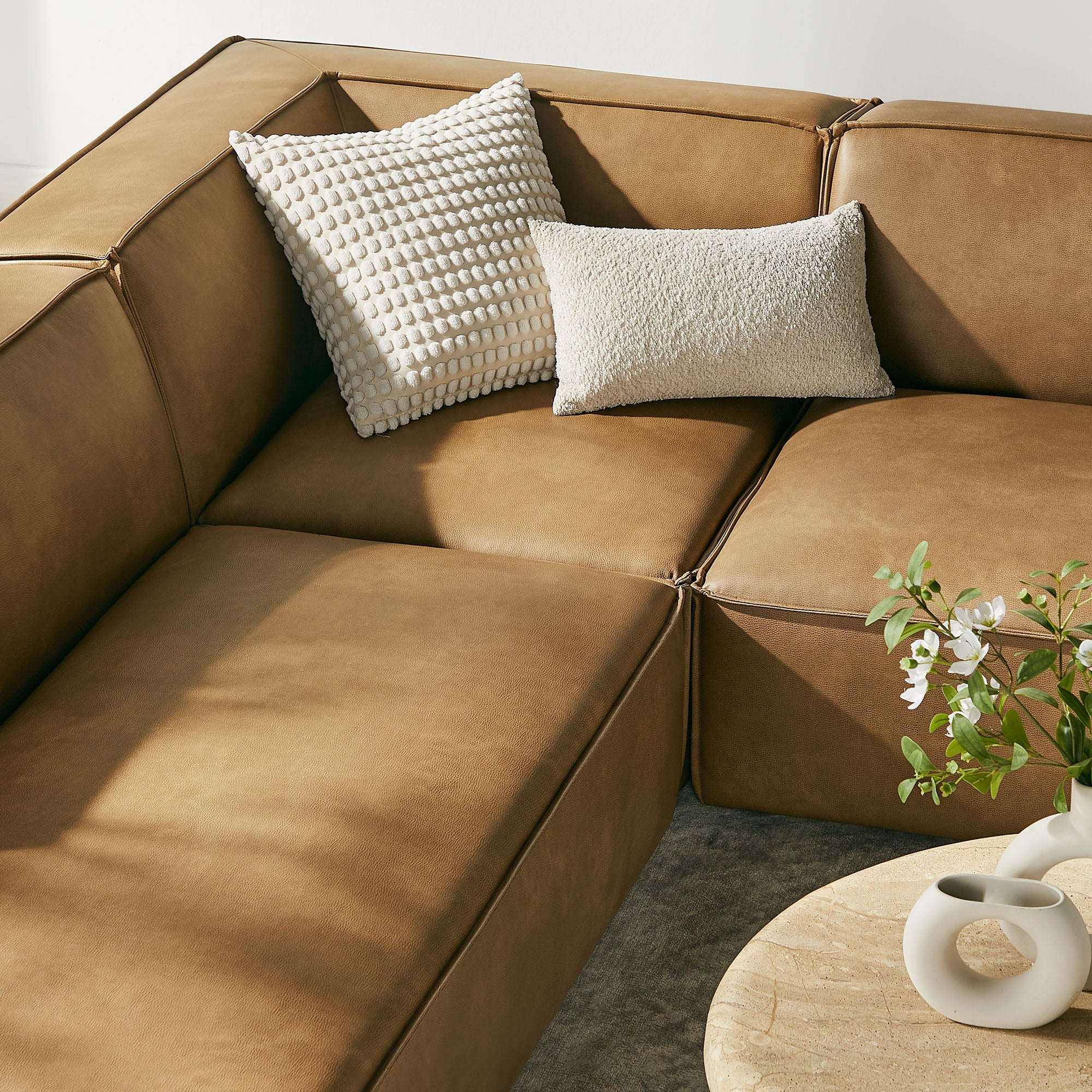 Restore 6-Piece Vegan Leather U-Shaped Armless Sectional Sofa