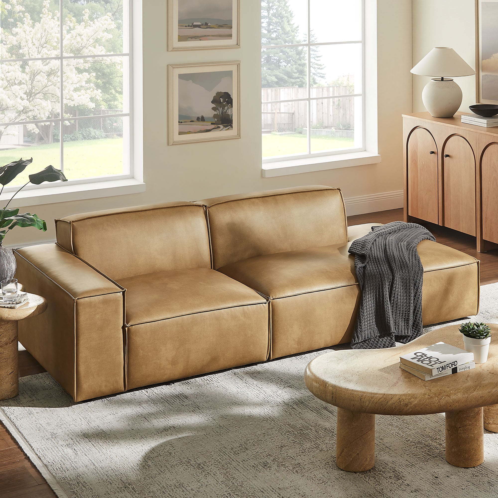 Restore 2-Piece Vegan Leather Modular Loveseat