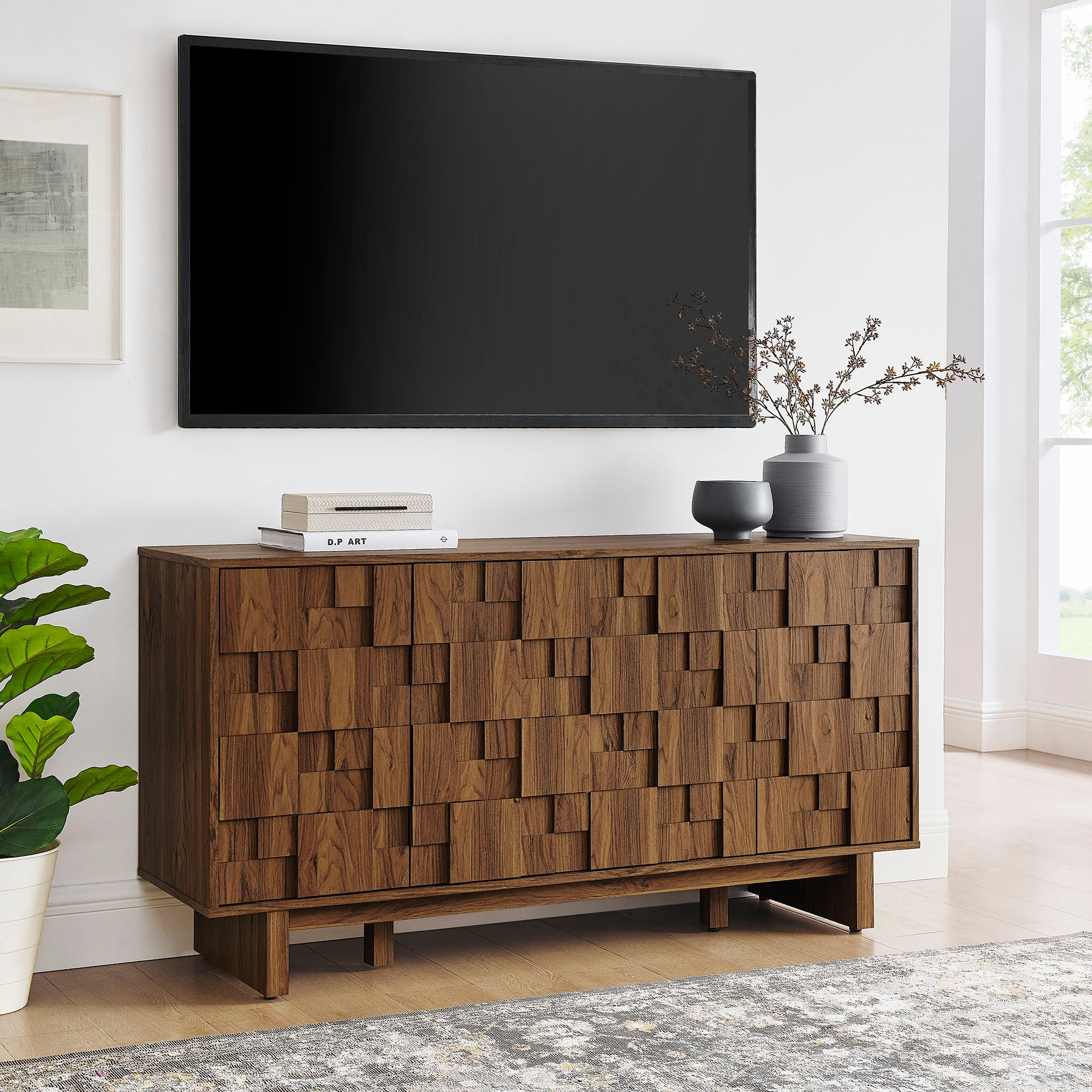 Owen 59 Inch 4 Door Geometric Sideboard