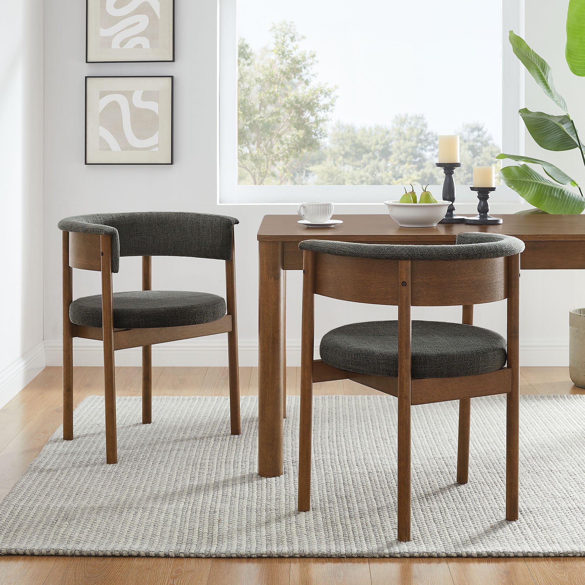 Clea Curved Upholstered Dining Chairs Set Of 2