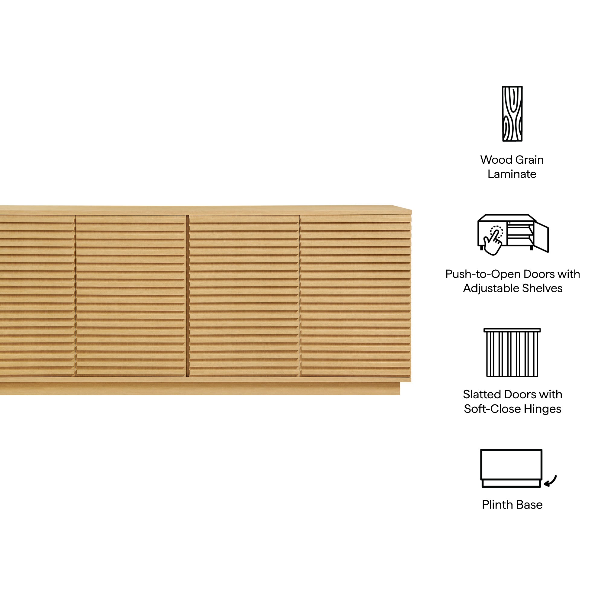 Render 4-Door Fluted Sideboard Cabinet TV Stand