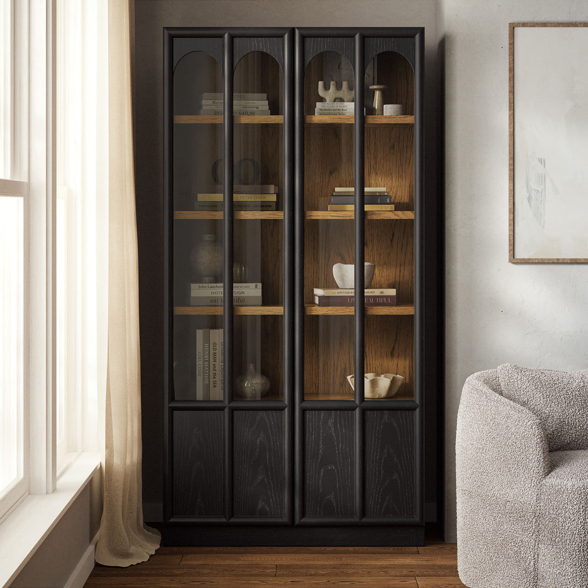 Anwen Solid Wood and Glass Display Cabinet
