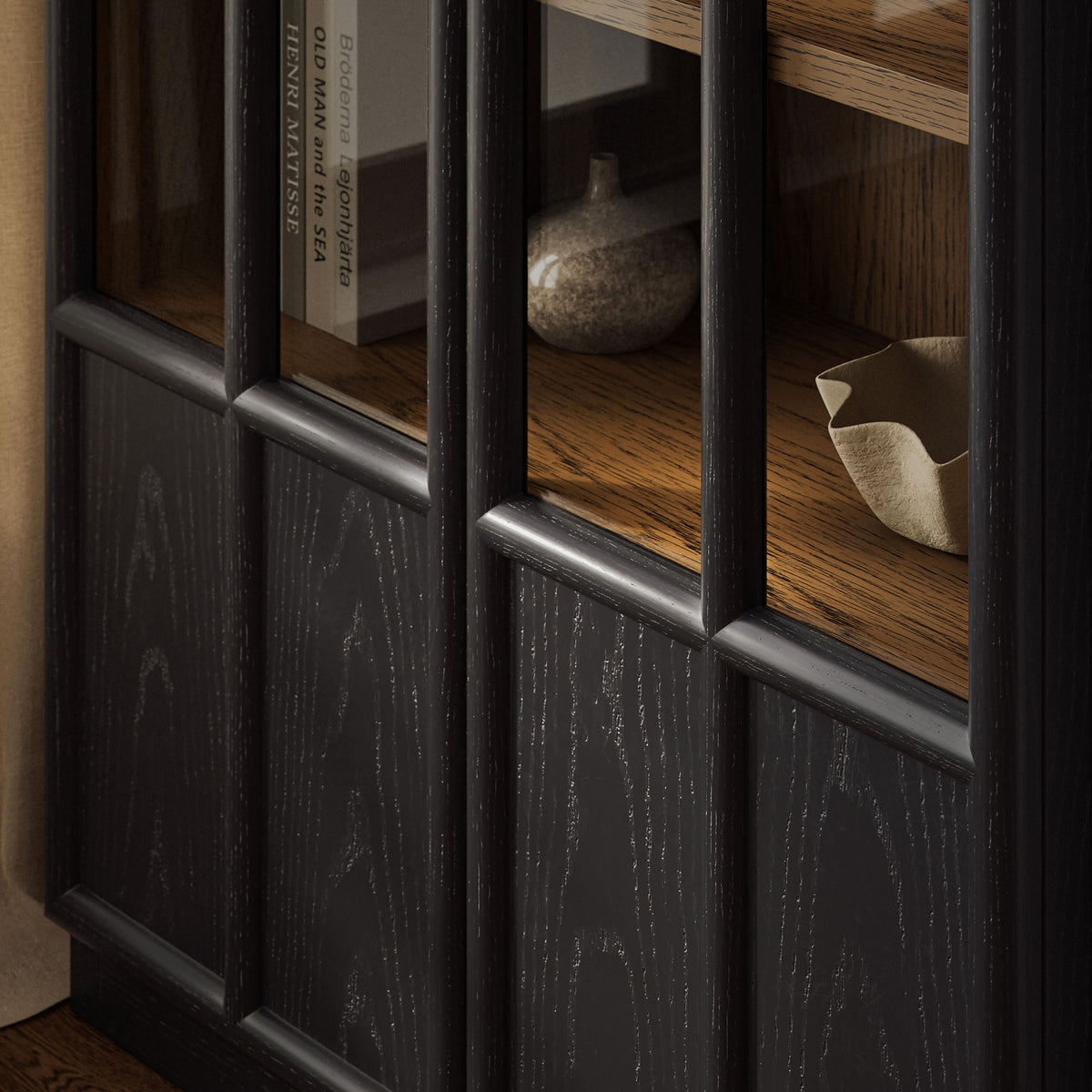 Anwen Solid Wood and Glass Display Cabinet