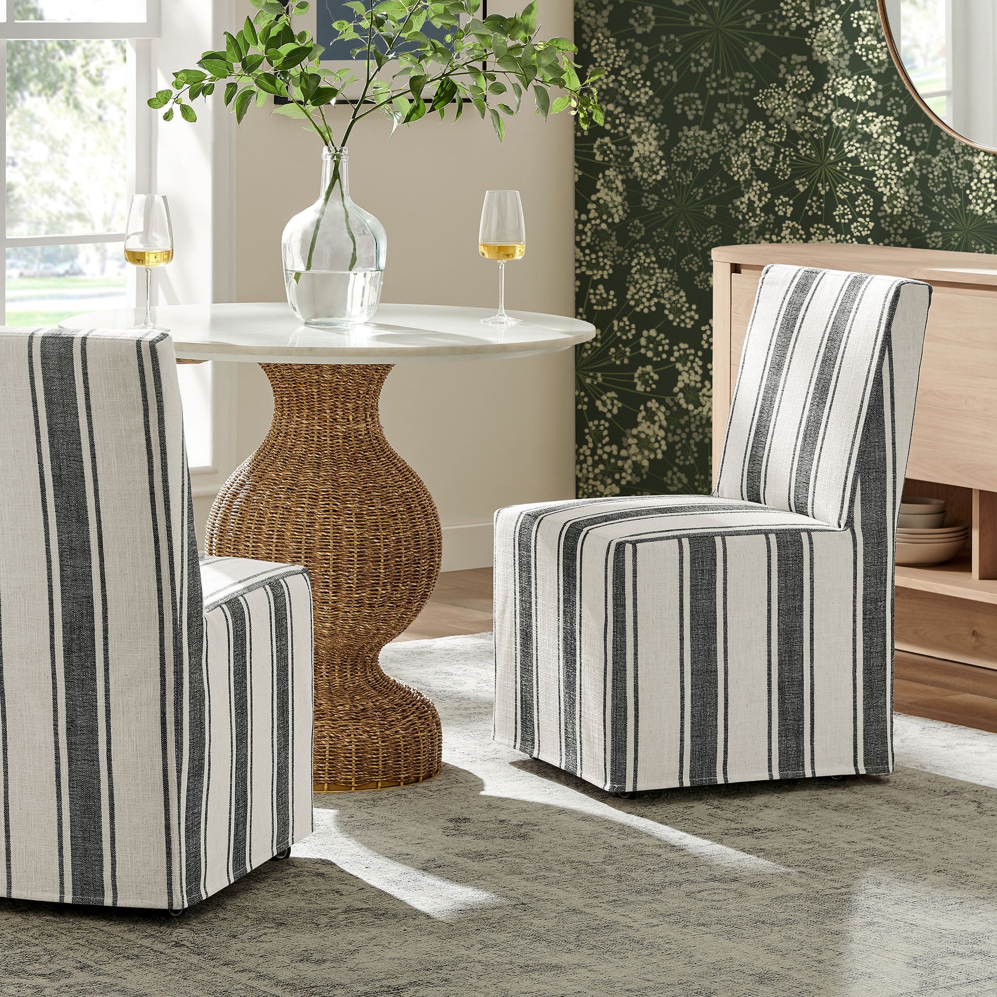 Tessera Striped Slipcovered Dining Side Chair