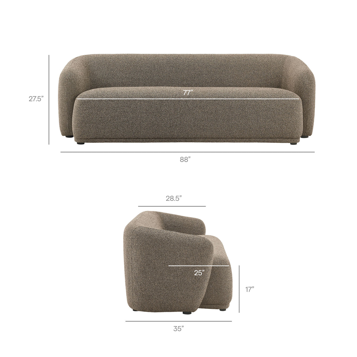 Monica 88 Inch Boucle Fabric Sofa