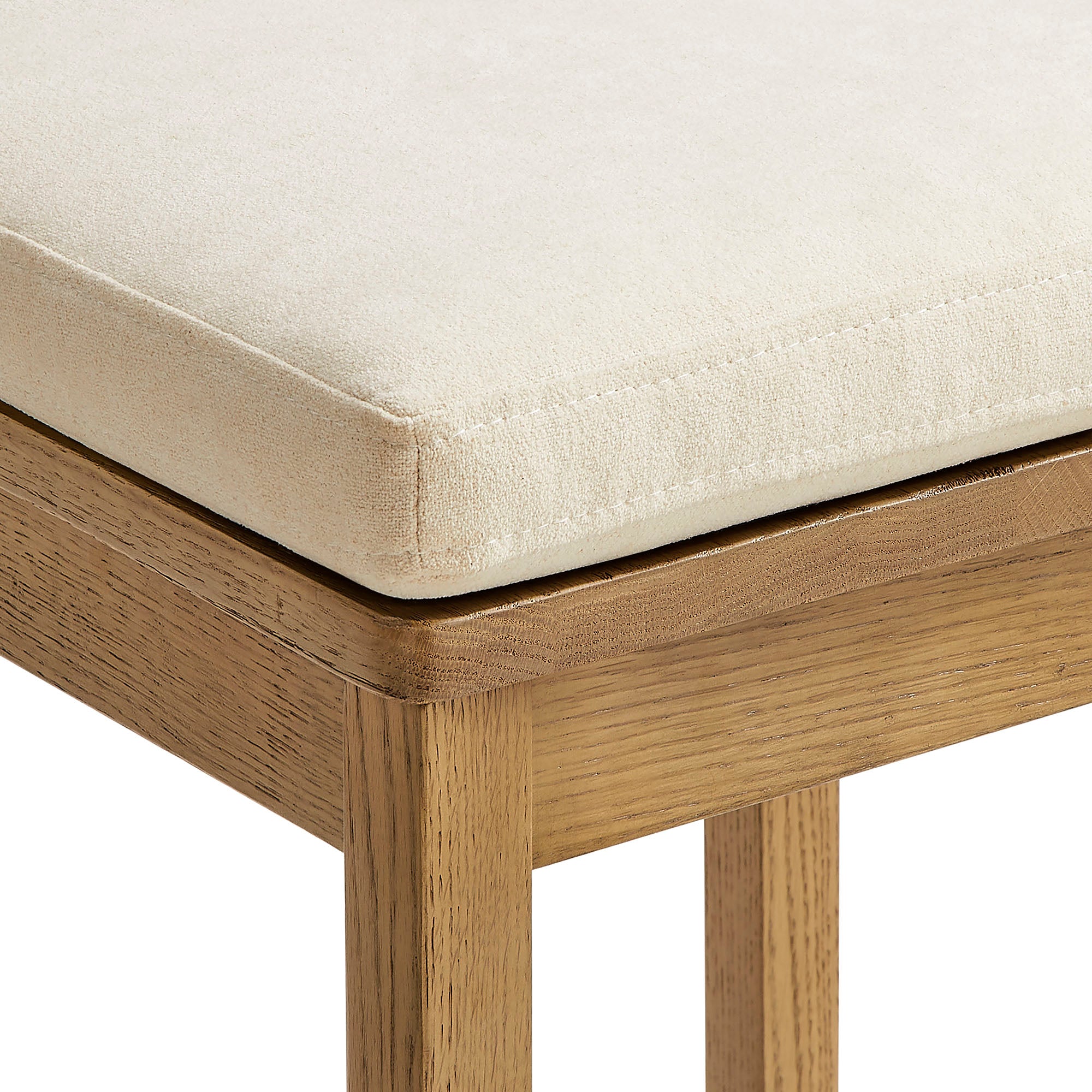 Jax Oak Wood Counter Stool With Wavy Razor Back and Cushion