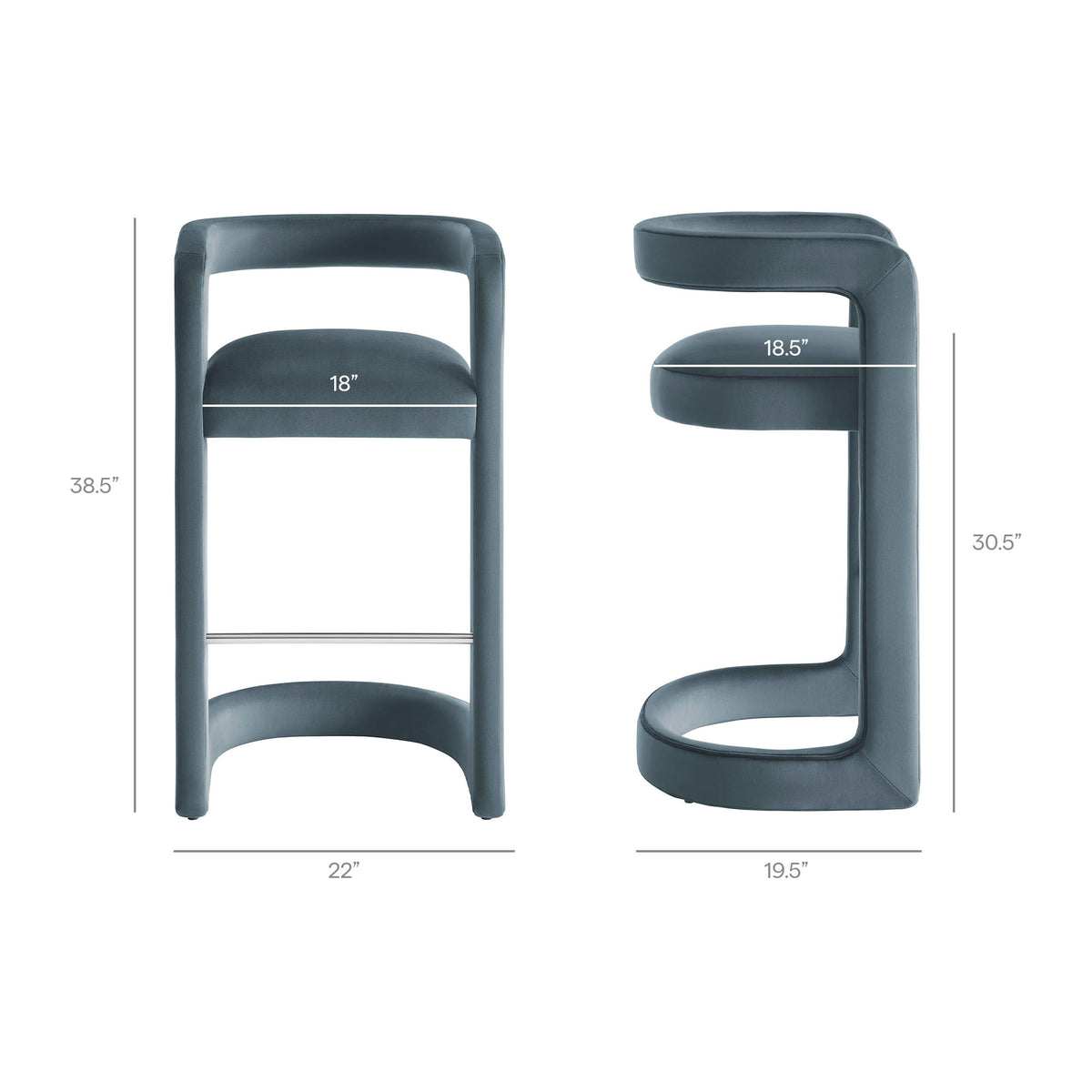 Winslow Performance Velvet Bar Stool Set of 2