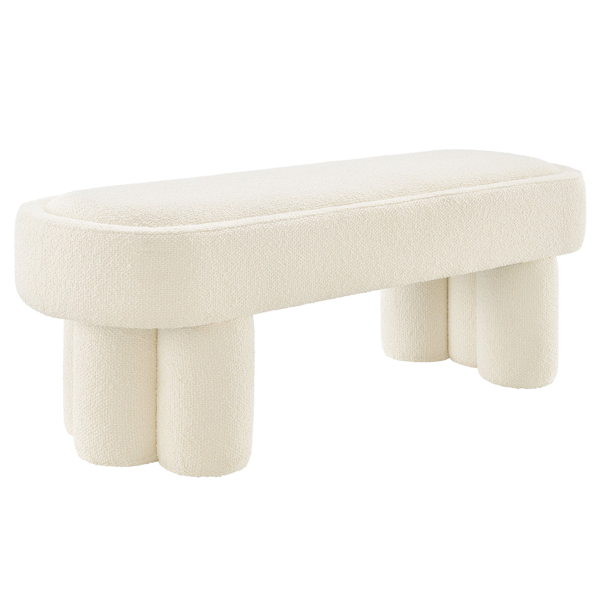 Mossi 52-Inch Oval Boucle Fabric Bench