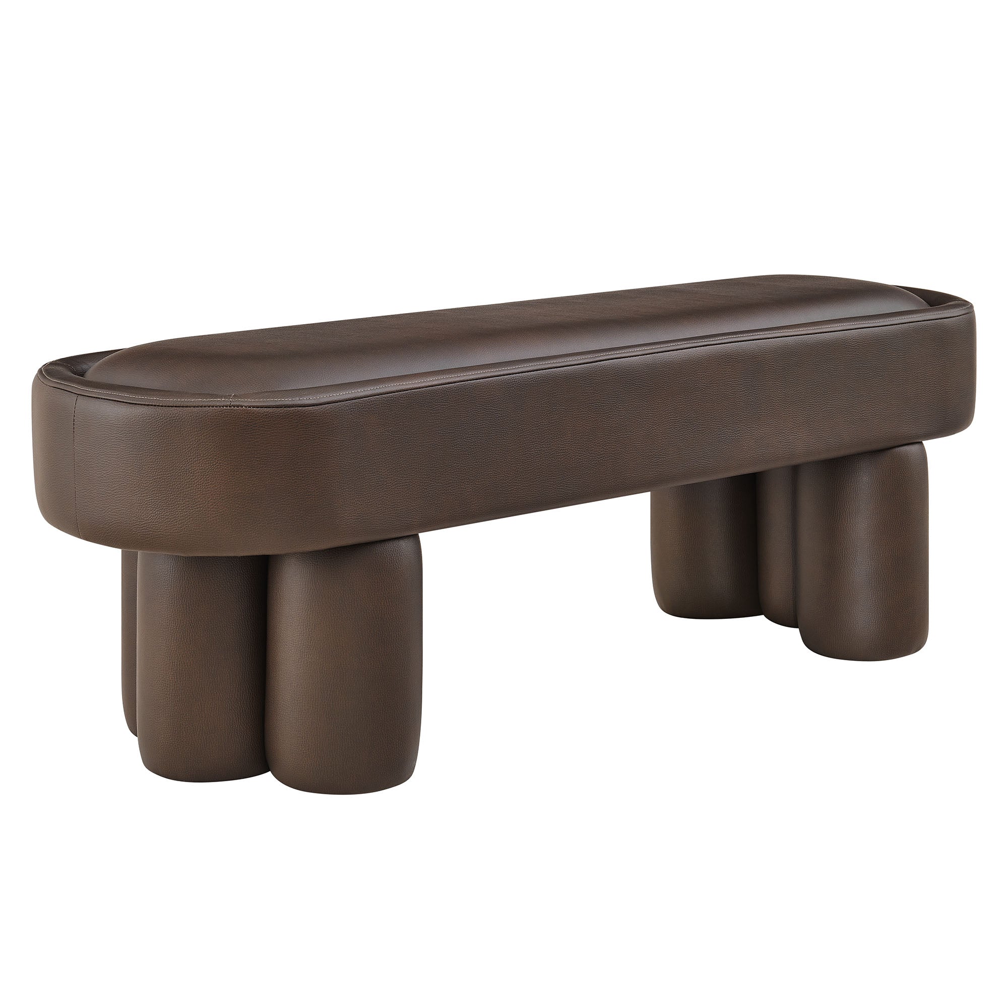 Mossi 52-Inch Oval Vegan Leather Bench