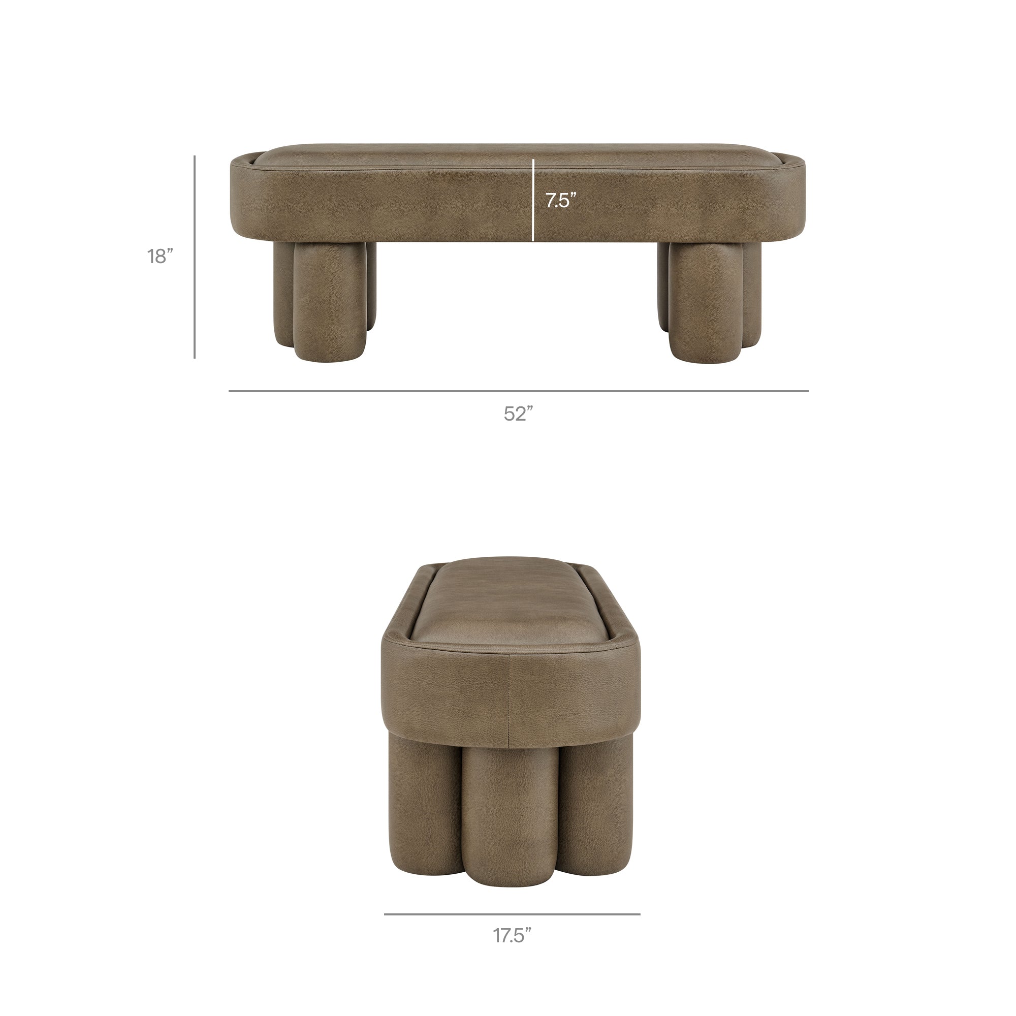 Mossi 52-Inch Oval Vegan Leather Bench