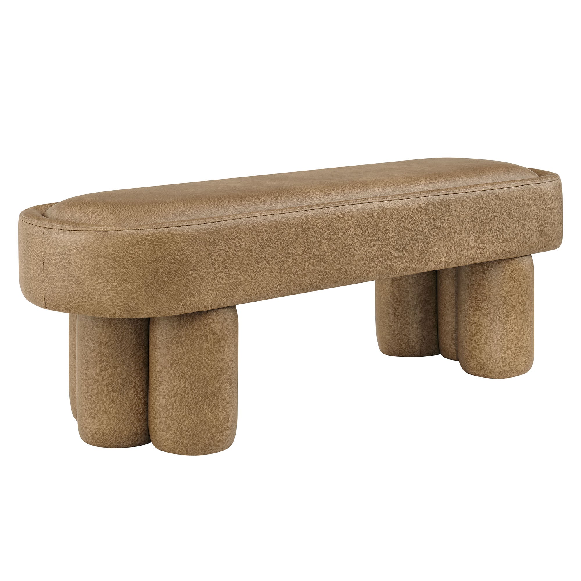 Mossi 52-Inch Oval Vegan Leather Bench
