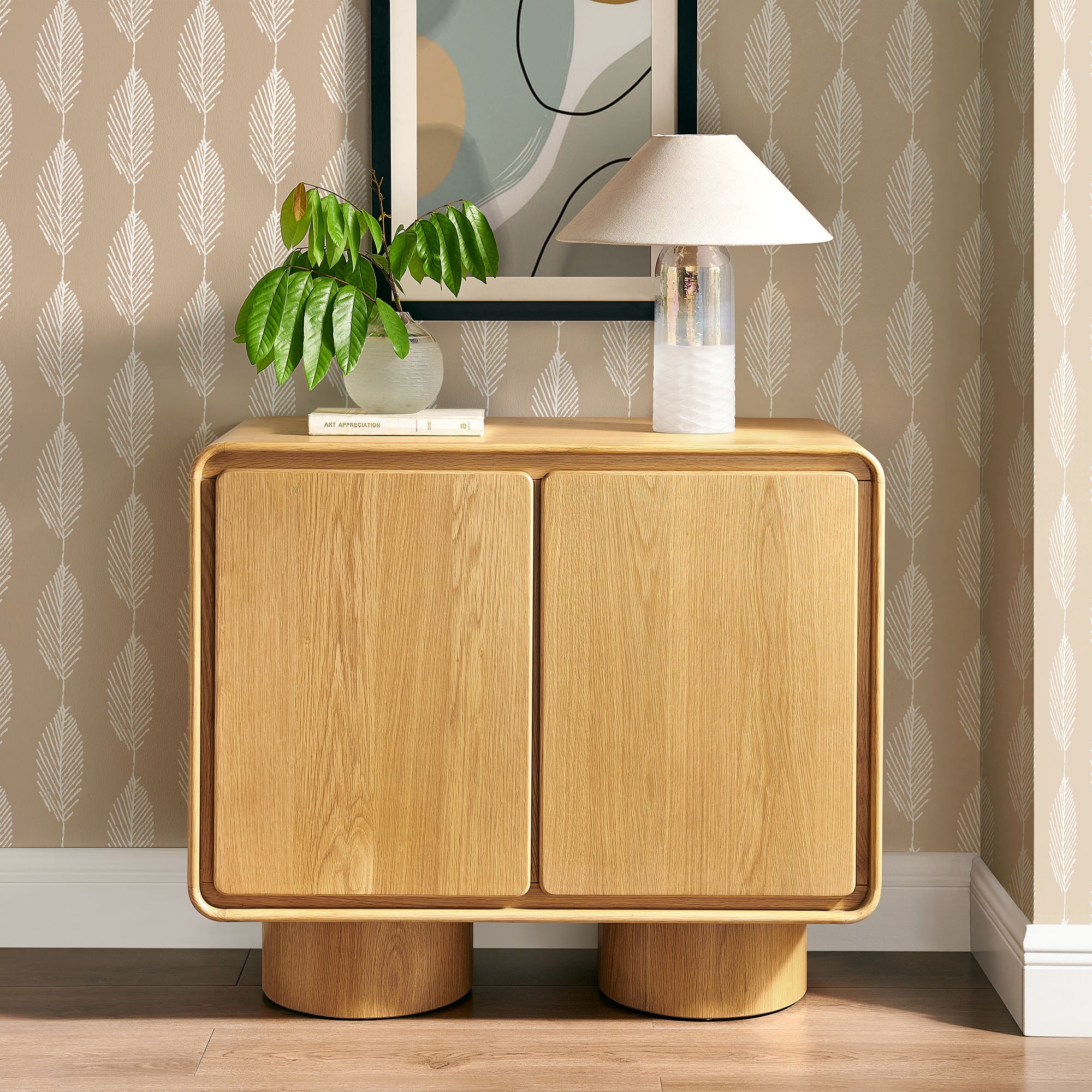 Lumo 2-Door Curved Wood Accent Cabinet