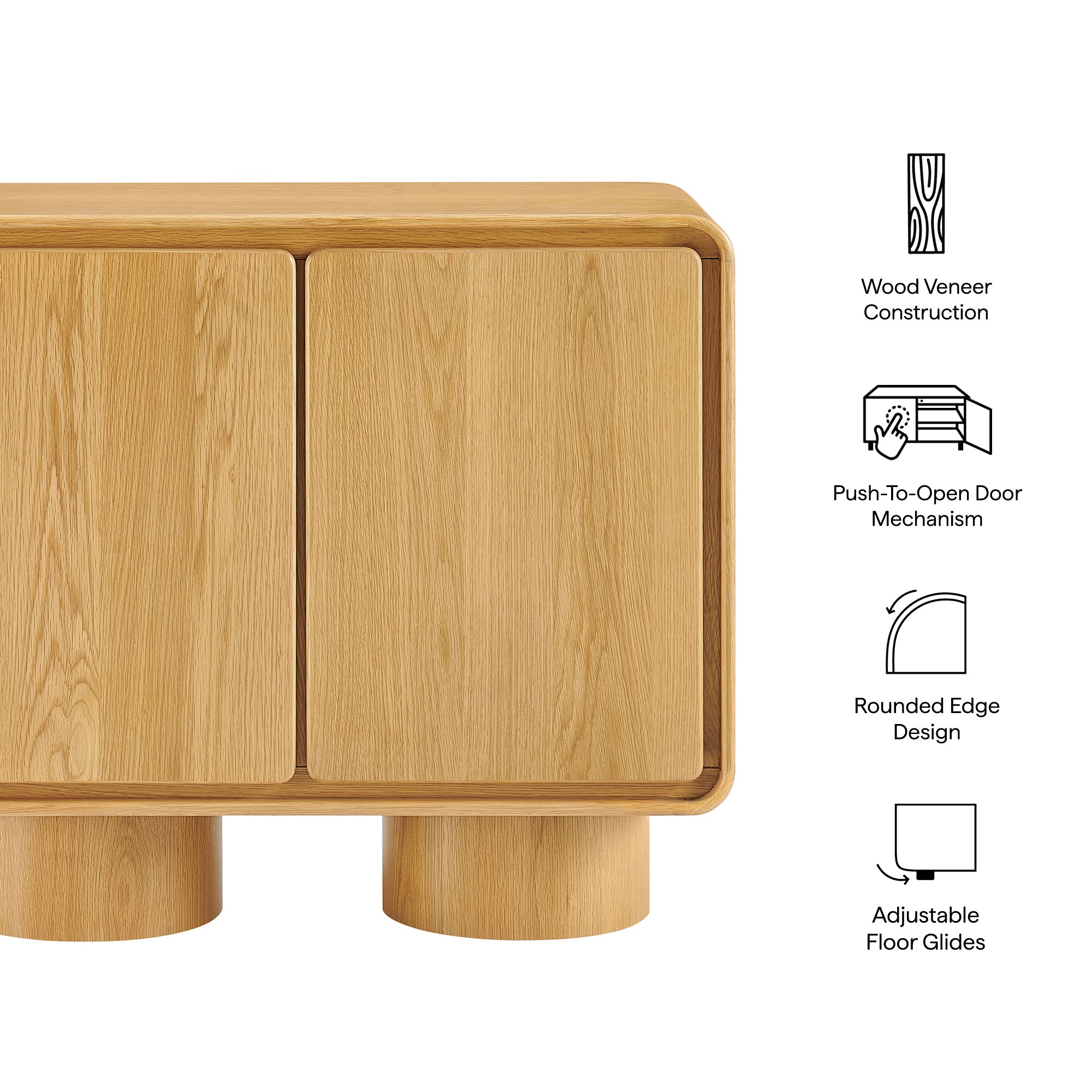 Lumo 2-Door Curved Wood Accent Cabinet