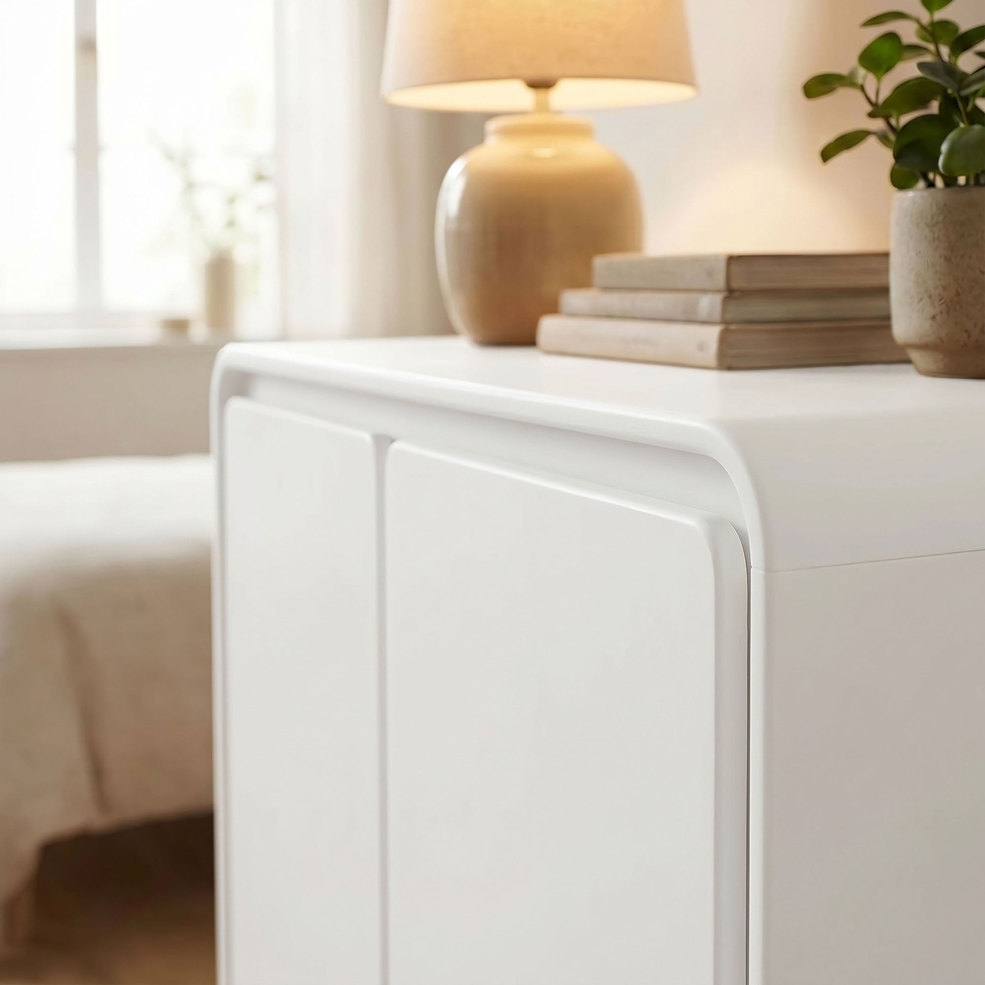 Lumo 2-Door Curved Wood Accent Cabinet