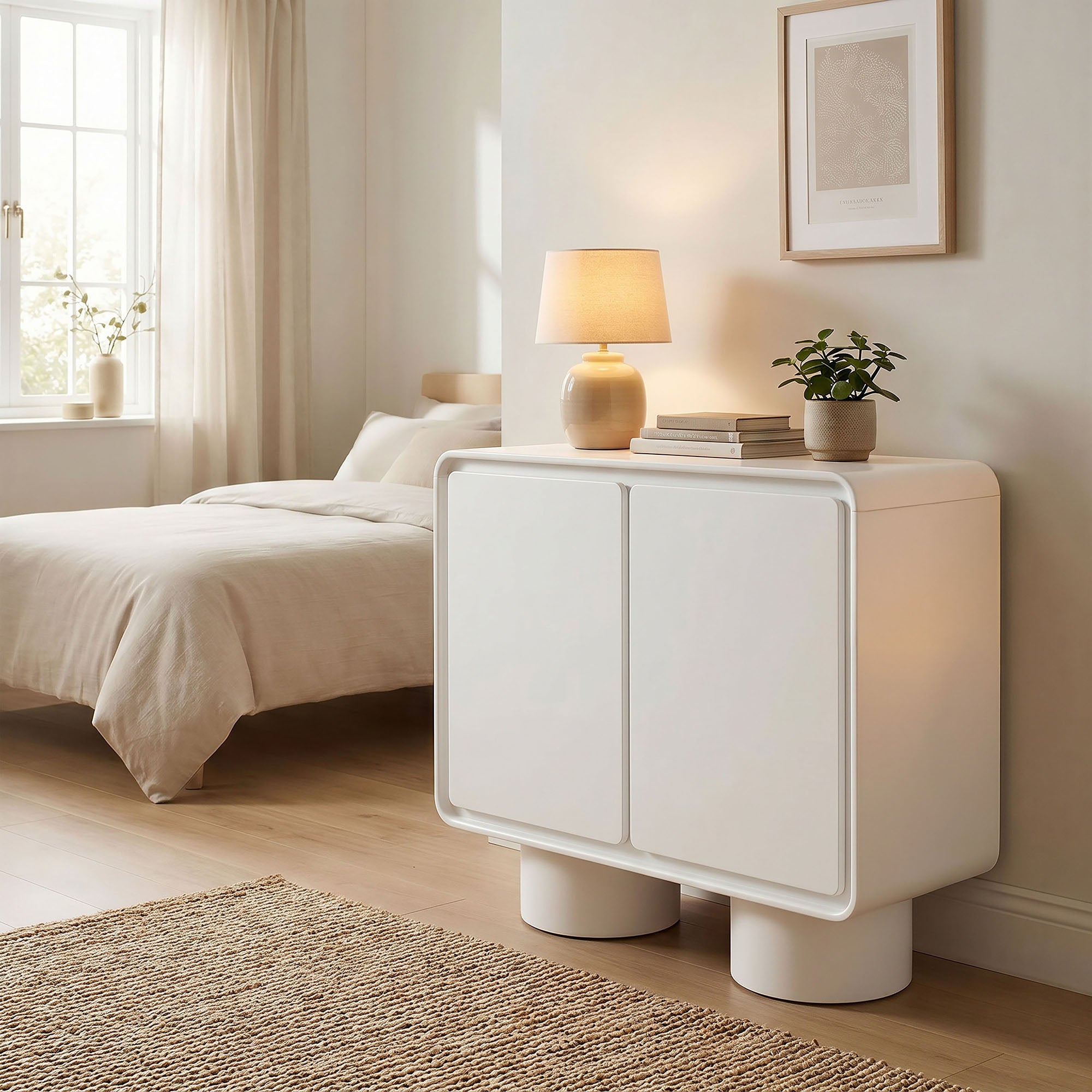 Lumo 2-Door Curved Wood Accent Cabinet