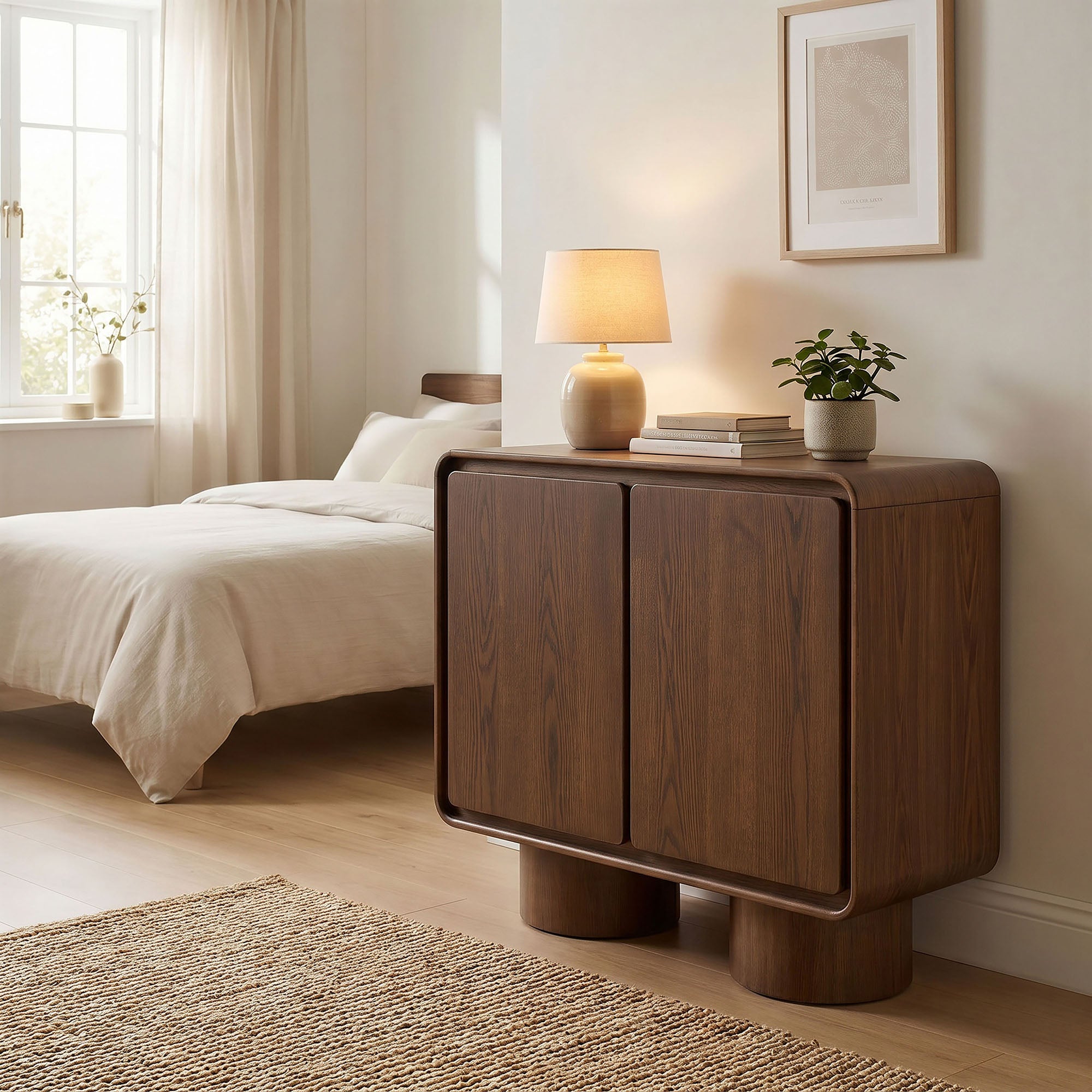 Lumo 2-Door Curved Wood Accent Cabinet
