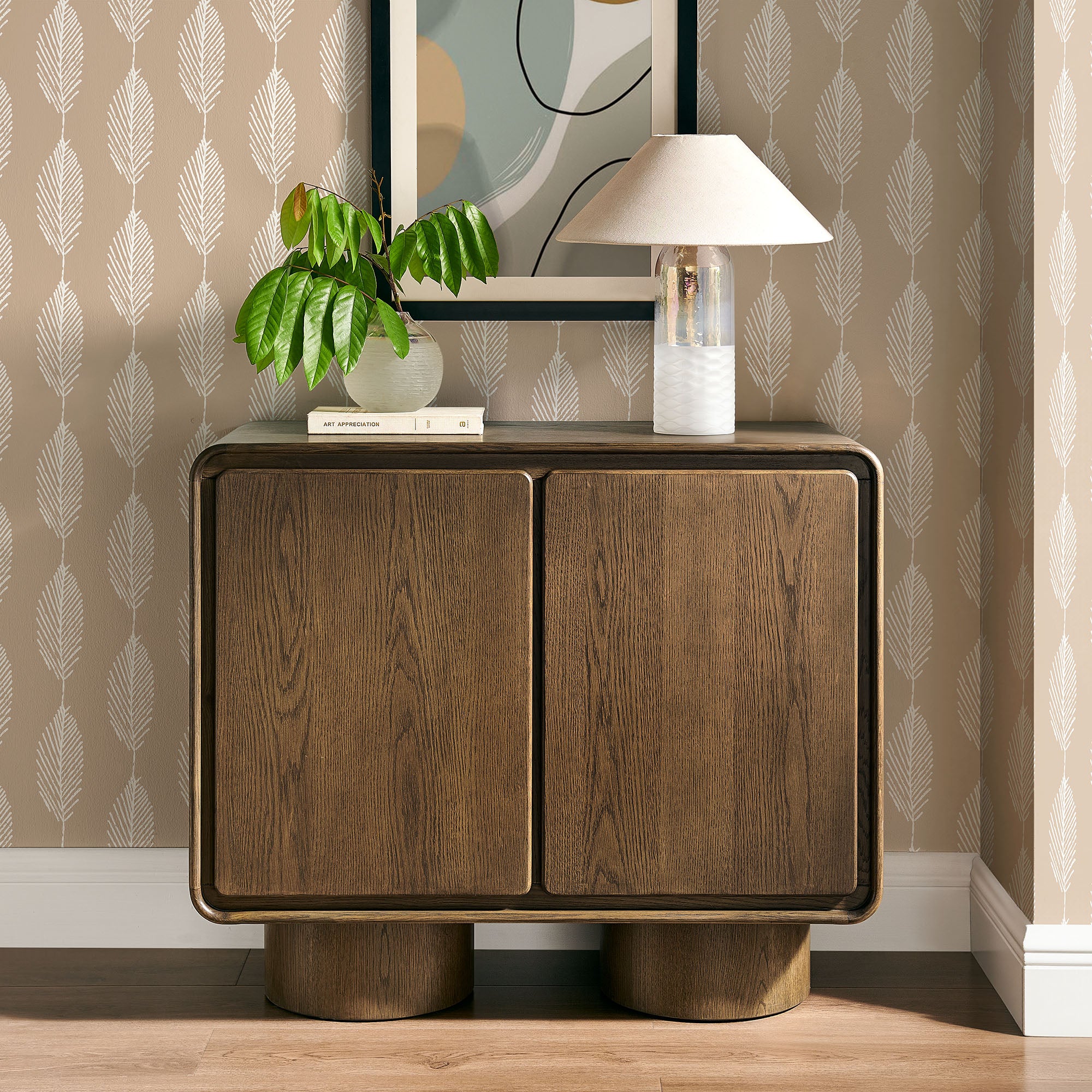 Lumo 2-Door Curved Wood Accent Cabinet