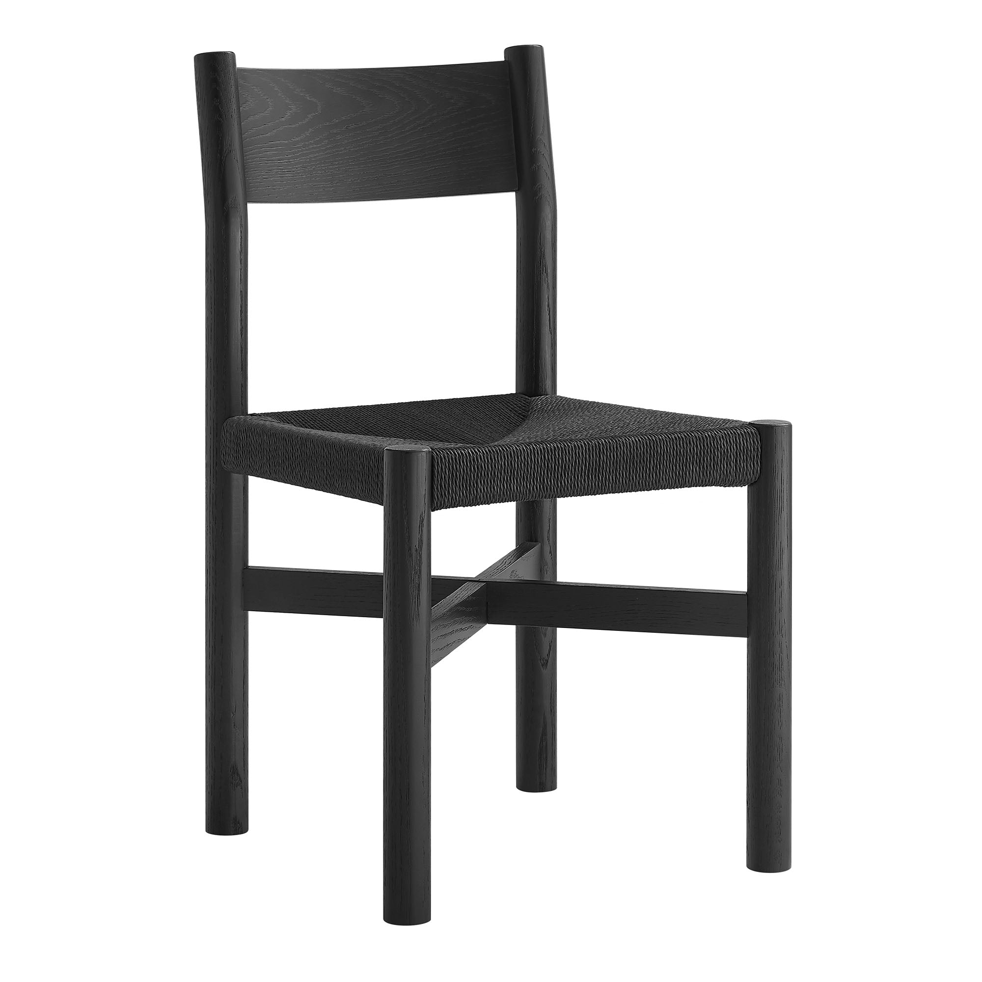 Alvia Wood Dining Side Chair With Woven Seat